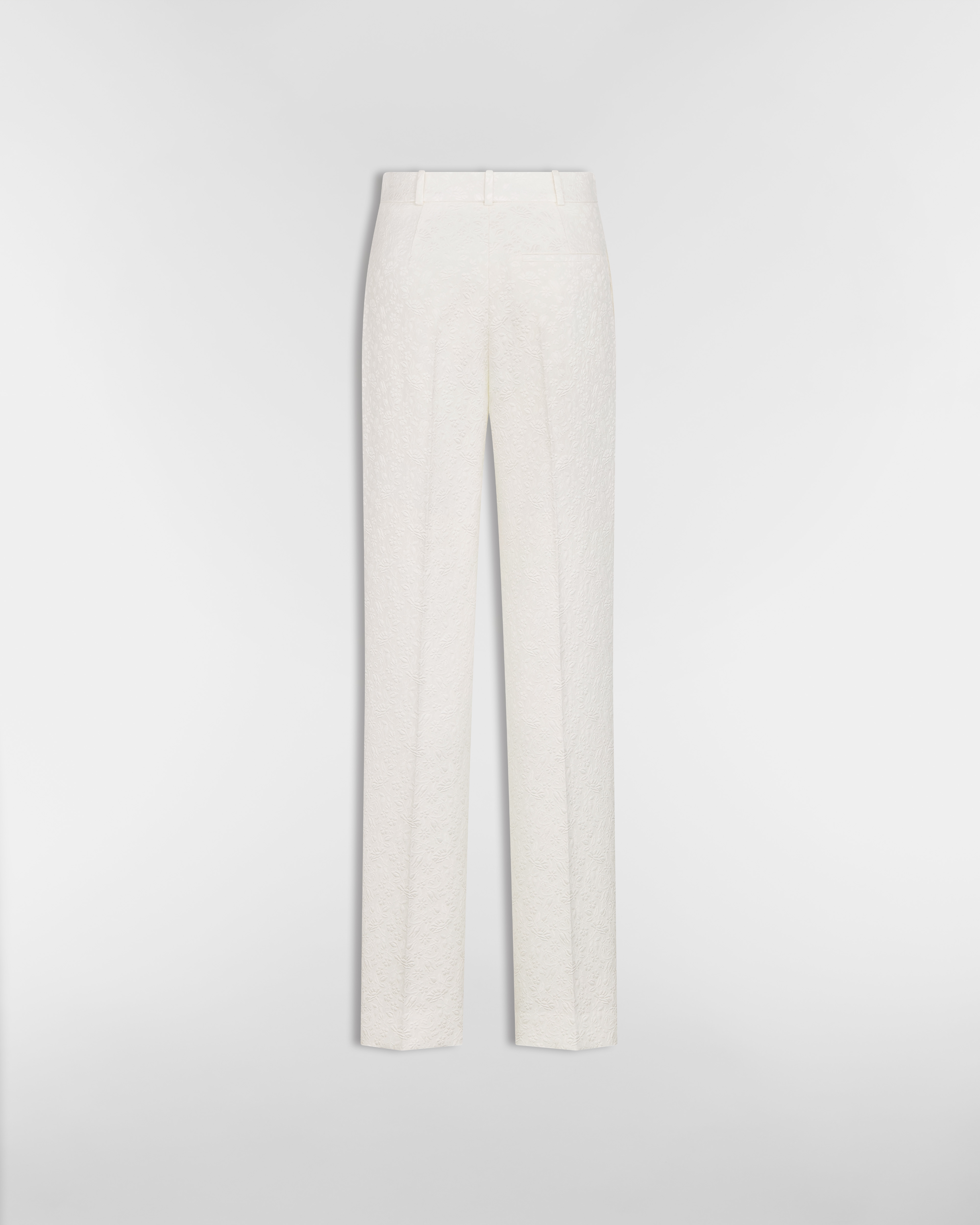 Fitted Pants Ecru Millefiori Cotton and Silk with Provençal-Effect Quilting E08