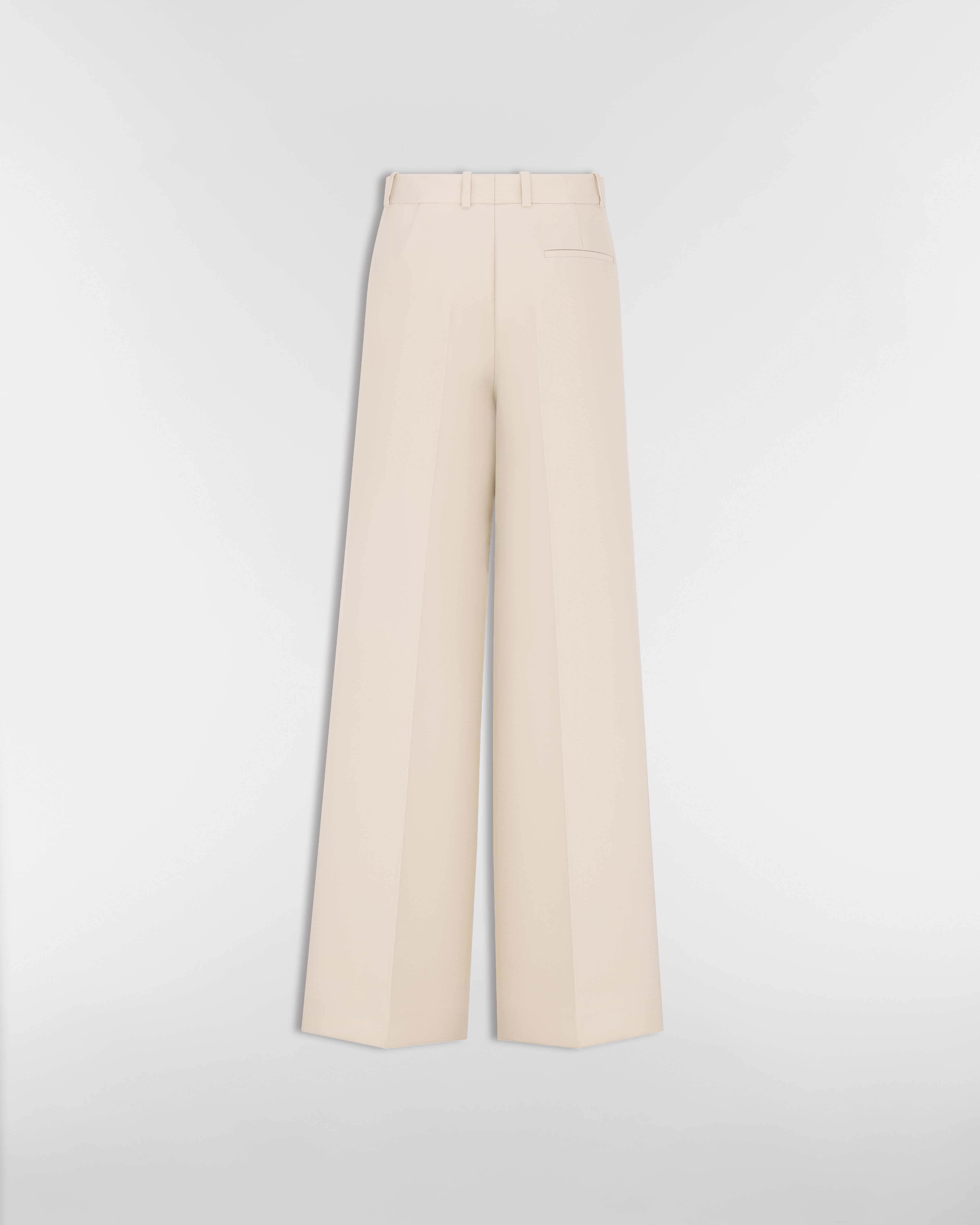 Pantaloni svasati Gabardine di lana vergine e seta beige E08