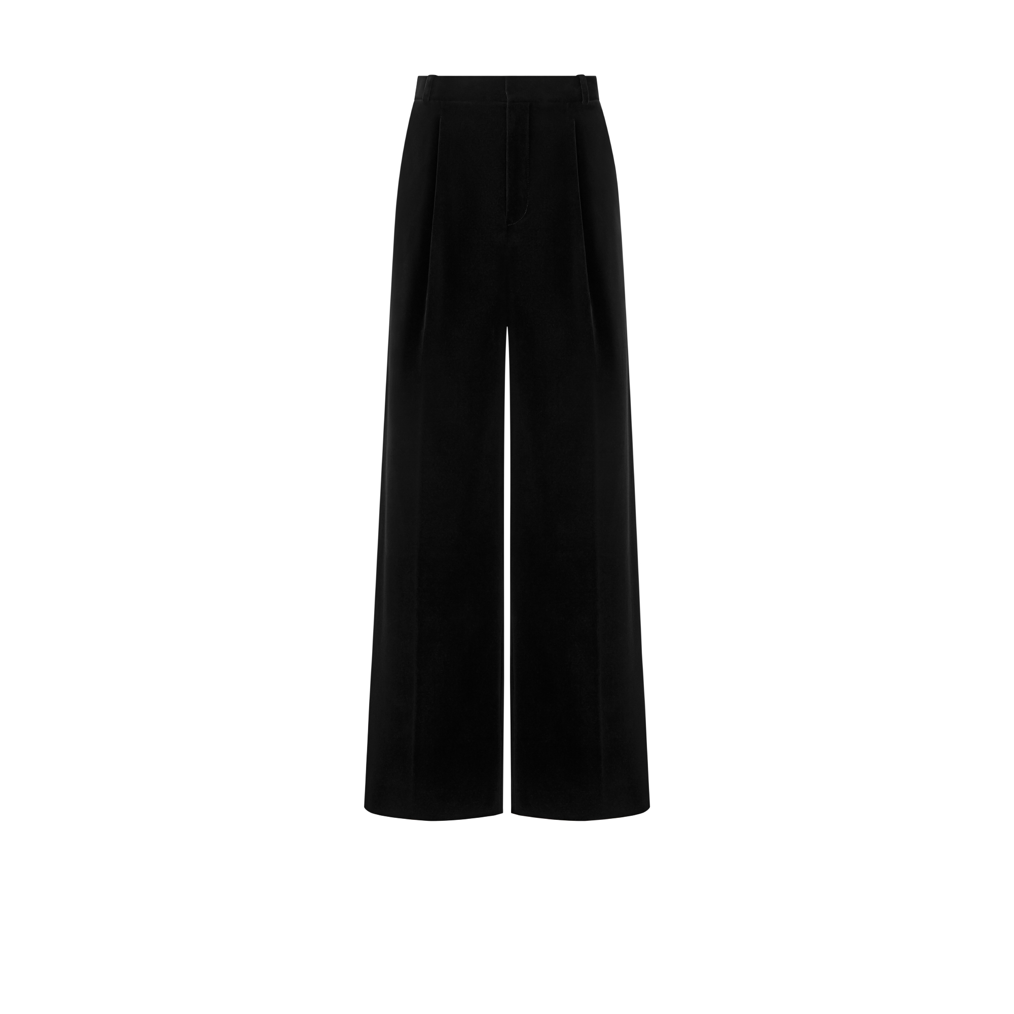 Flared Pants Black Cotton Velvet E01