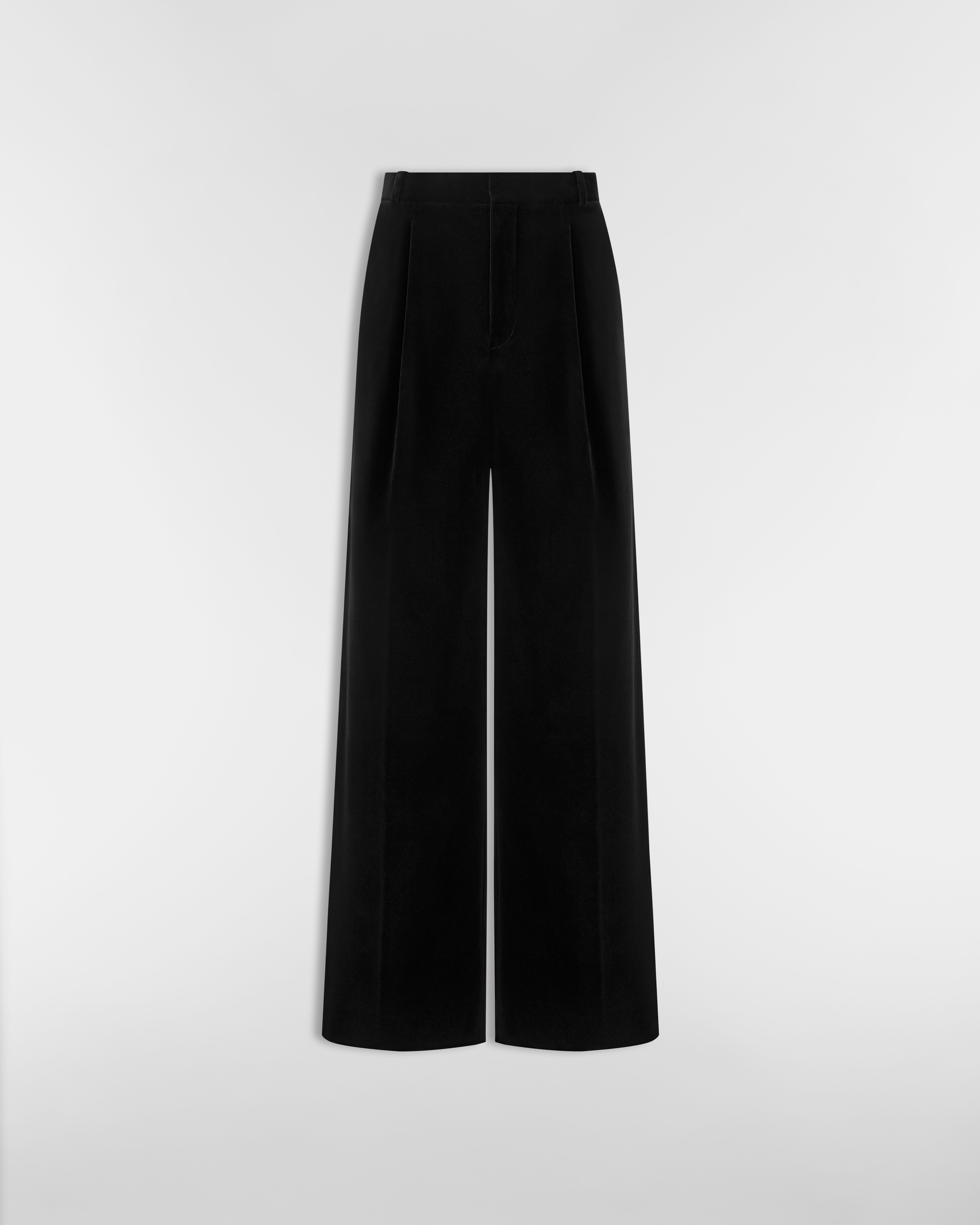 Flared Pants Black Cotton Velvet E01