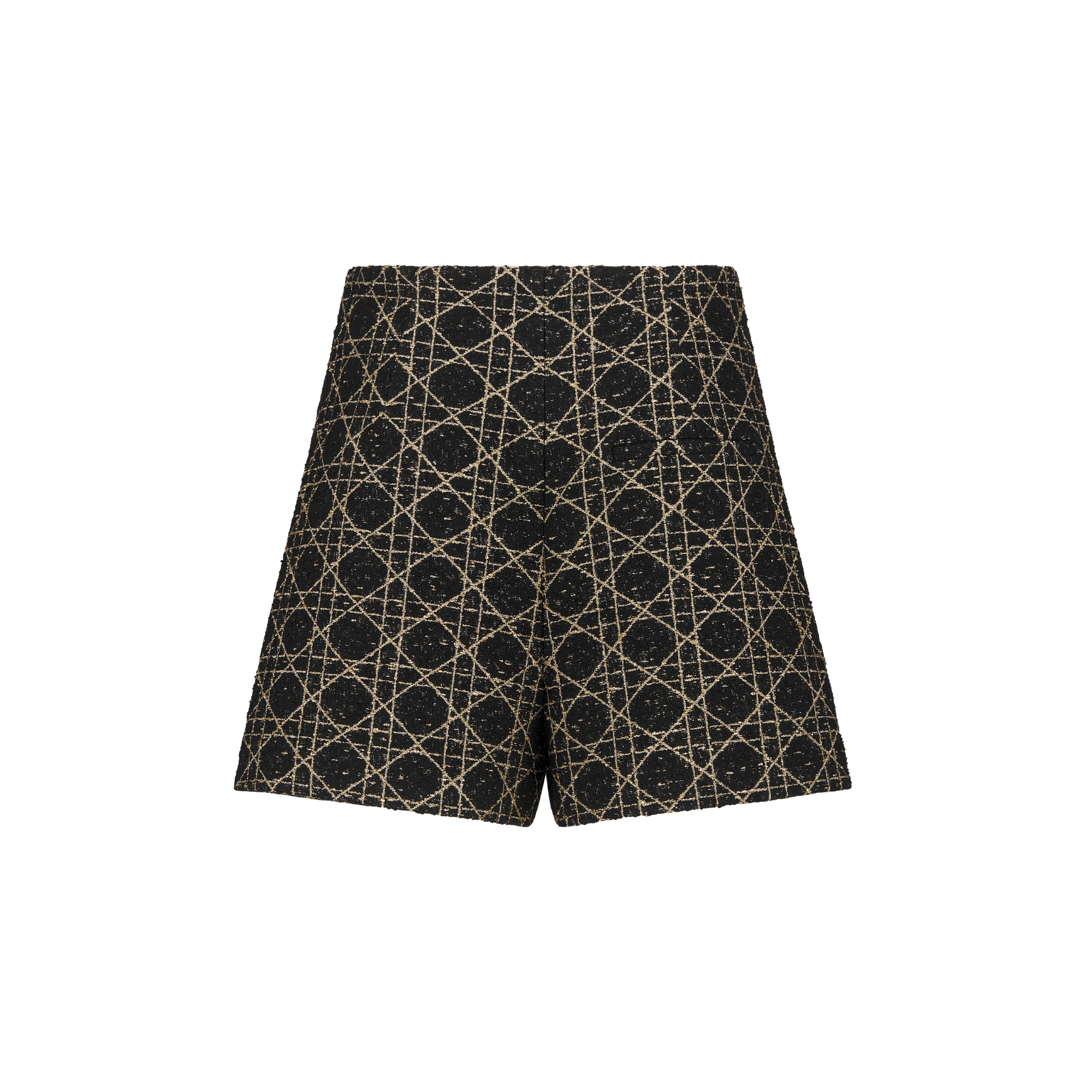 Macrocannage Skort Black and Gold-Tone Wool-Blend Tweed E08