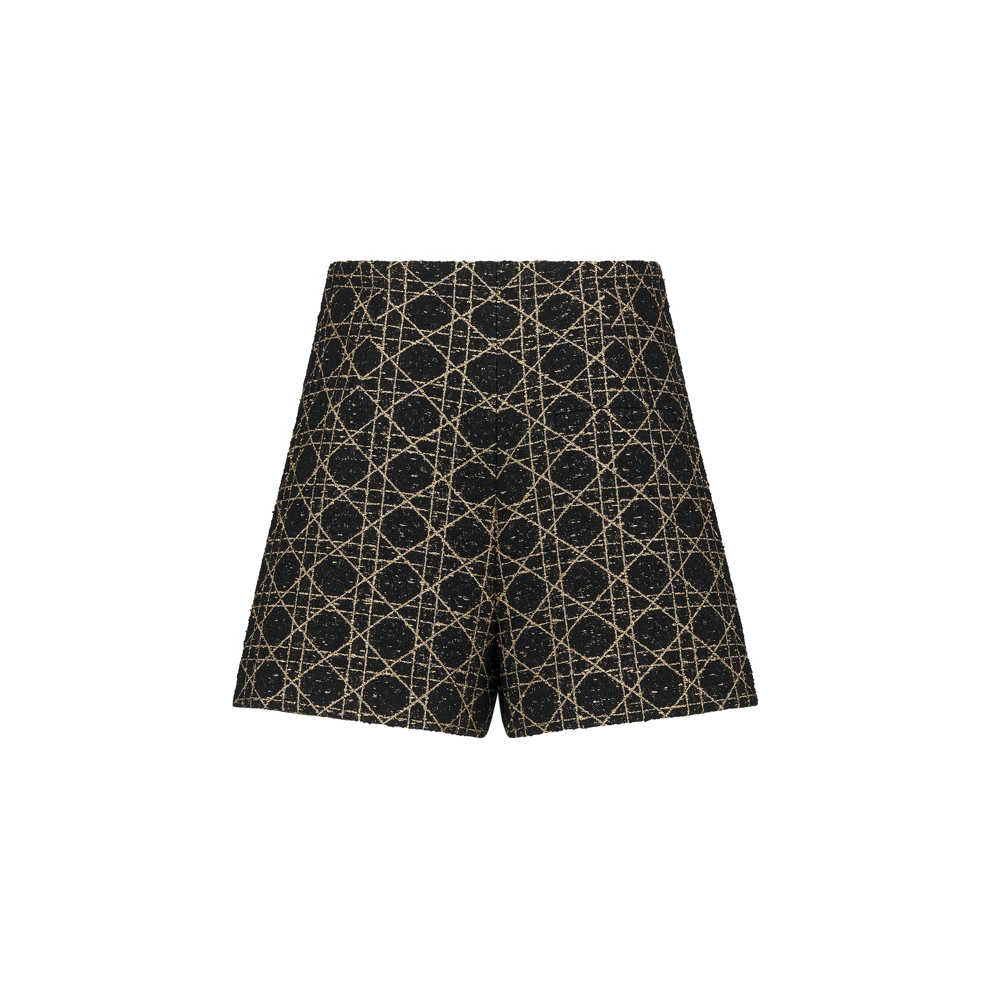 Macrocannage Skort Black and Gold-Tone Wool-Blend Tweed E08