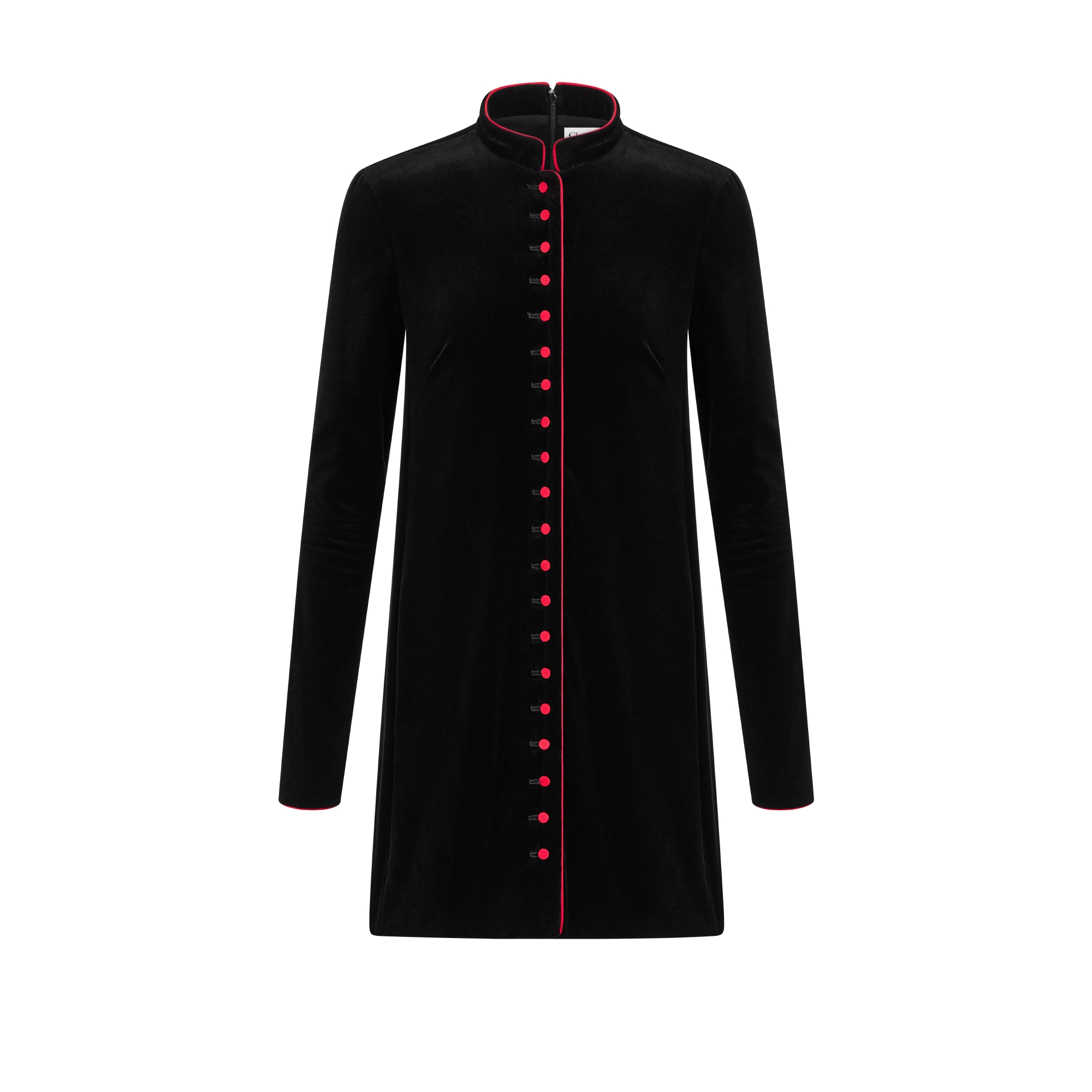 Short Dress Black Cotton Velvet E01