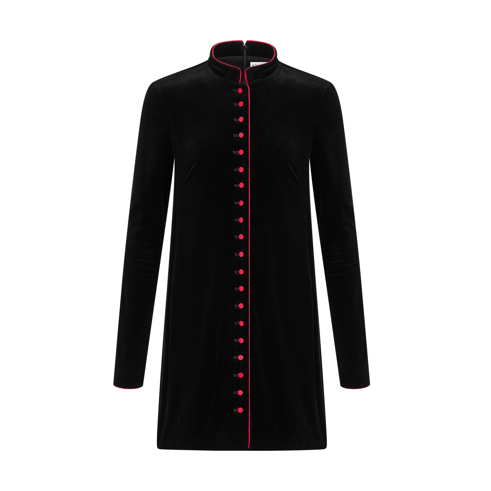 Short Dress Black Cotton Velvet E01