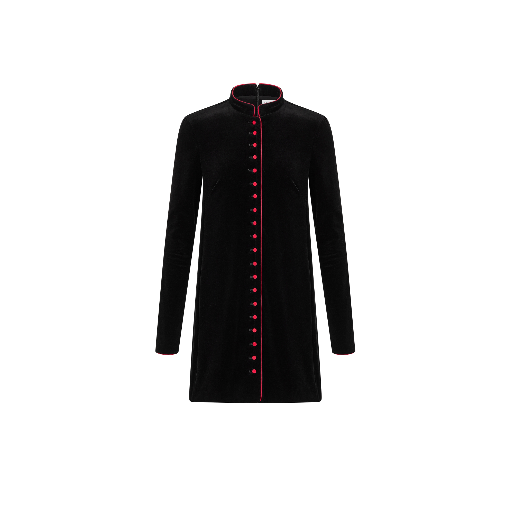 Short Dress Black Cotton Velvet E01