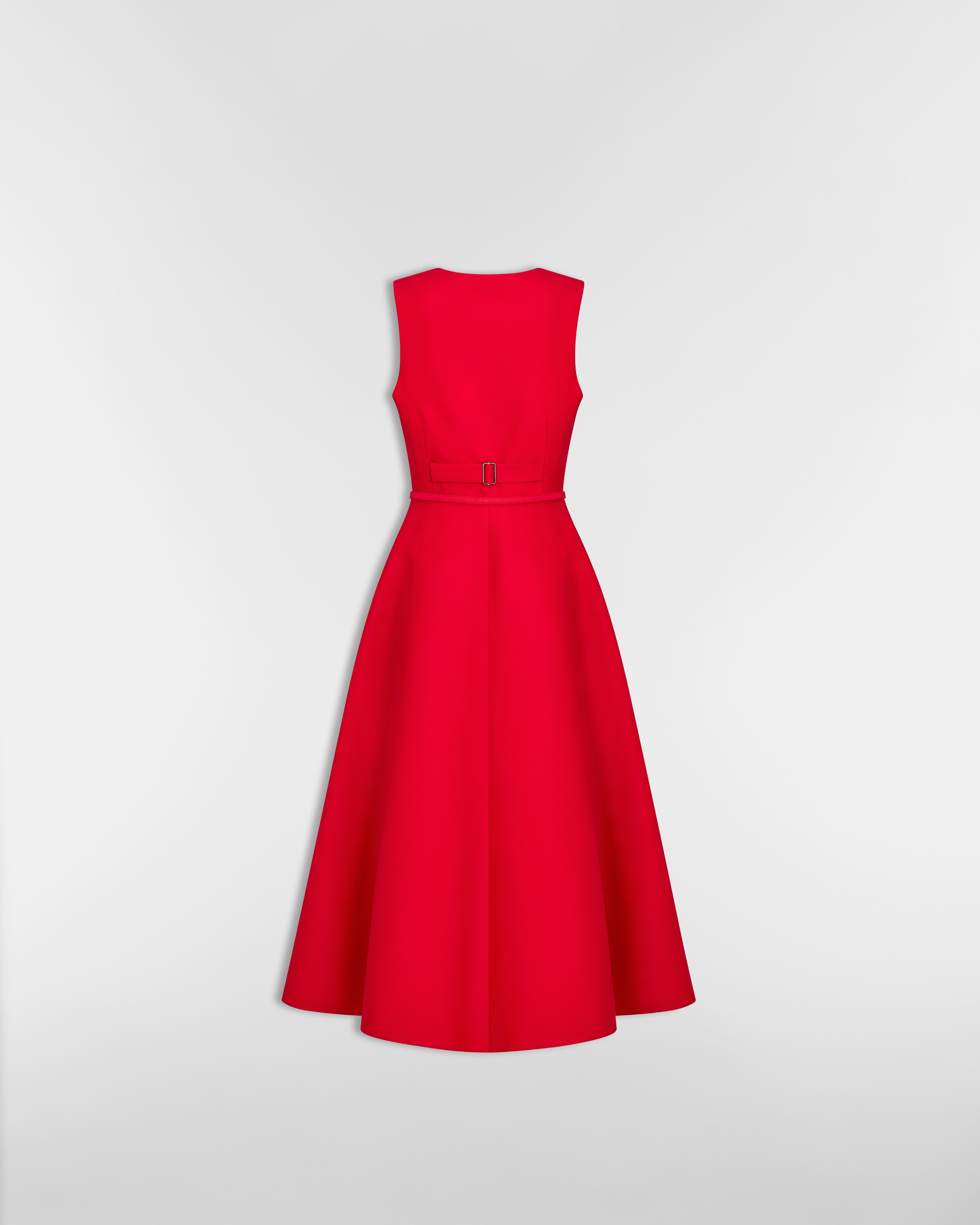 Mid-Length Flared Dress with Belt