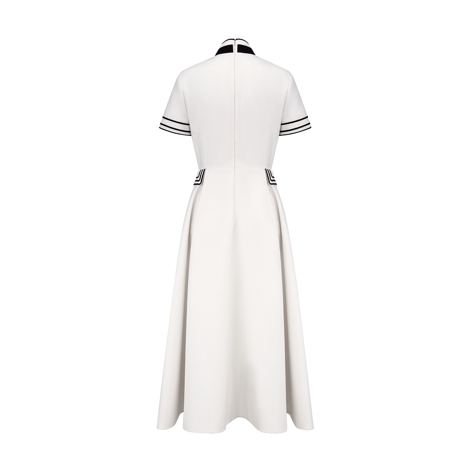 Mid-Length Belted Shirtdress Ecru Wool and Mohair E08