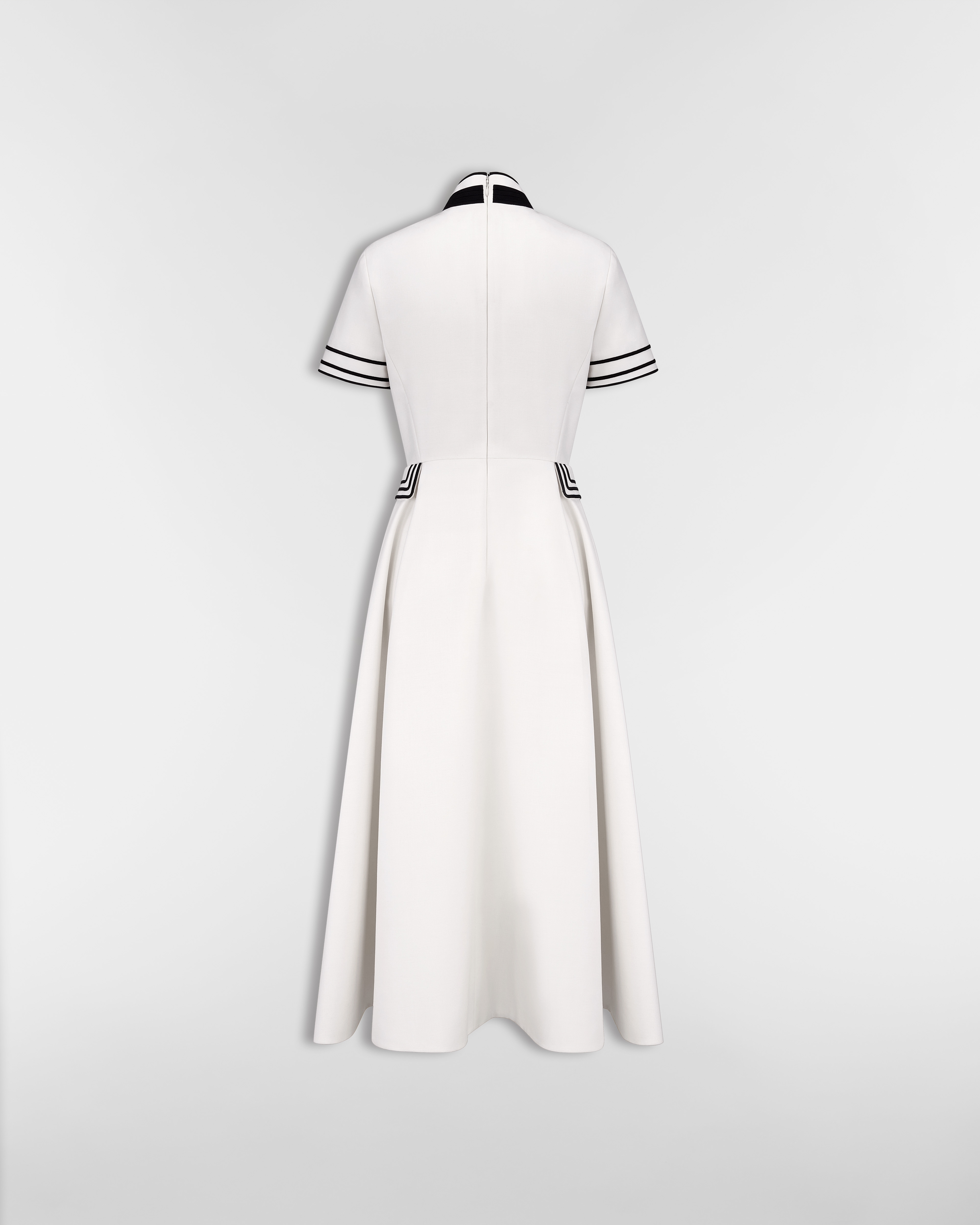 Mid-Length Belted Shirtdress Ecru Wool and Mohair E08