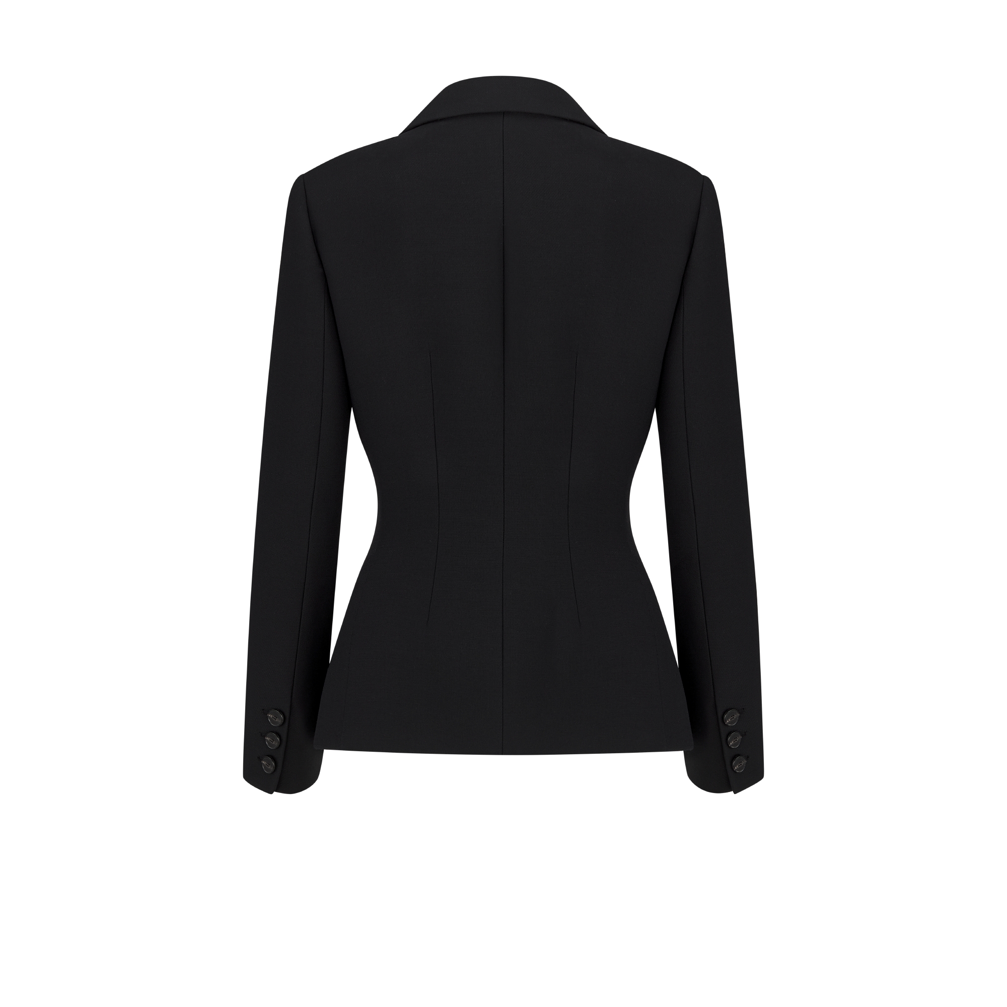 แจ็กเก็ตทรงพอดีตัวปักลาย ผ้าวูลและผ้าไหมสีดำ E08