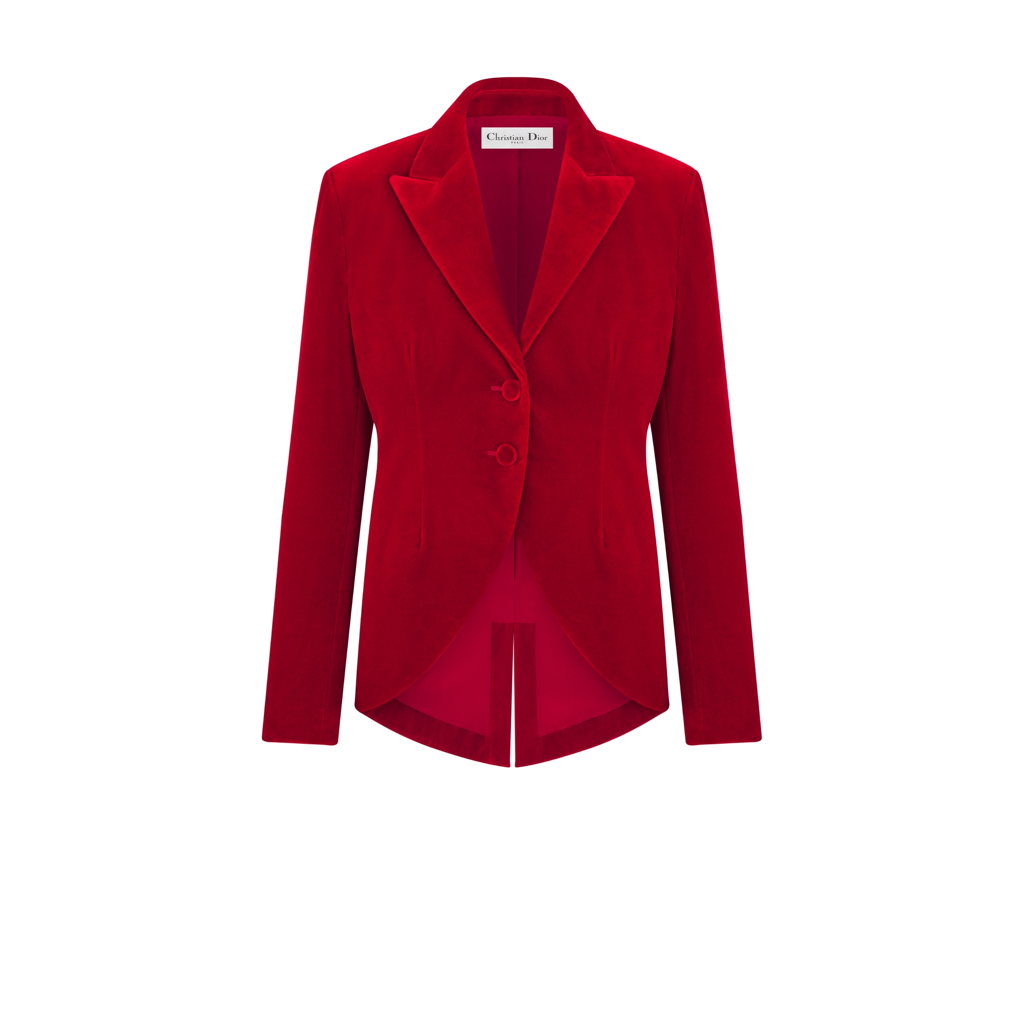 Fitted Jacket Red Cotton Velvet E01