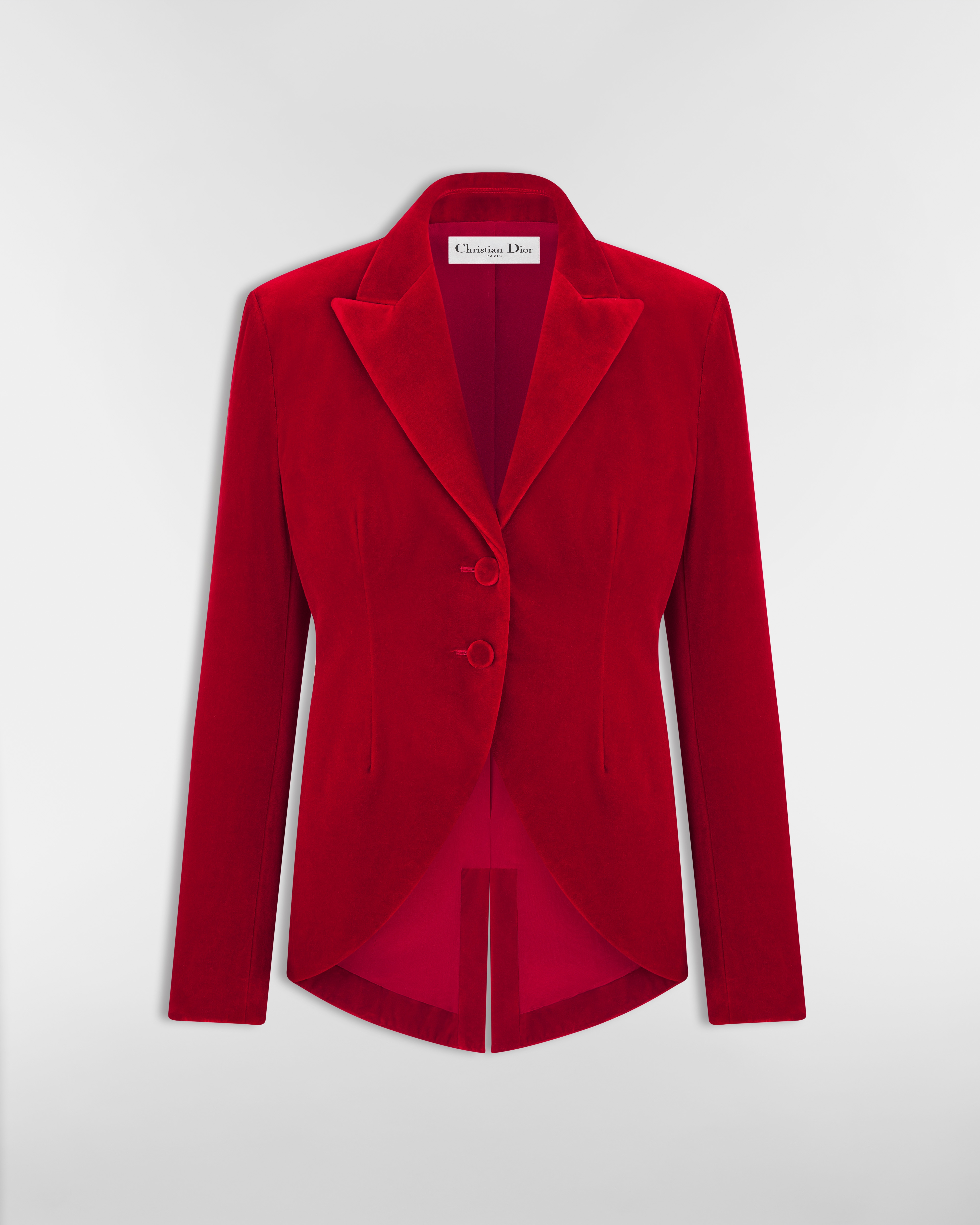 Taillierte Jacke Baumwollsamt in Rot E01