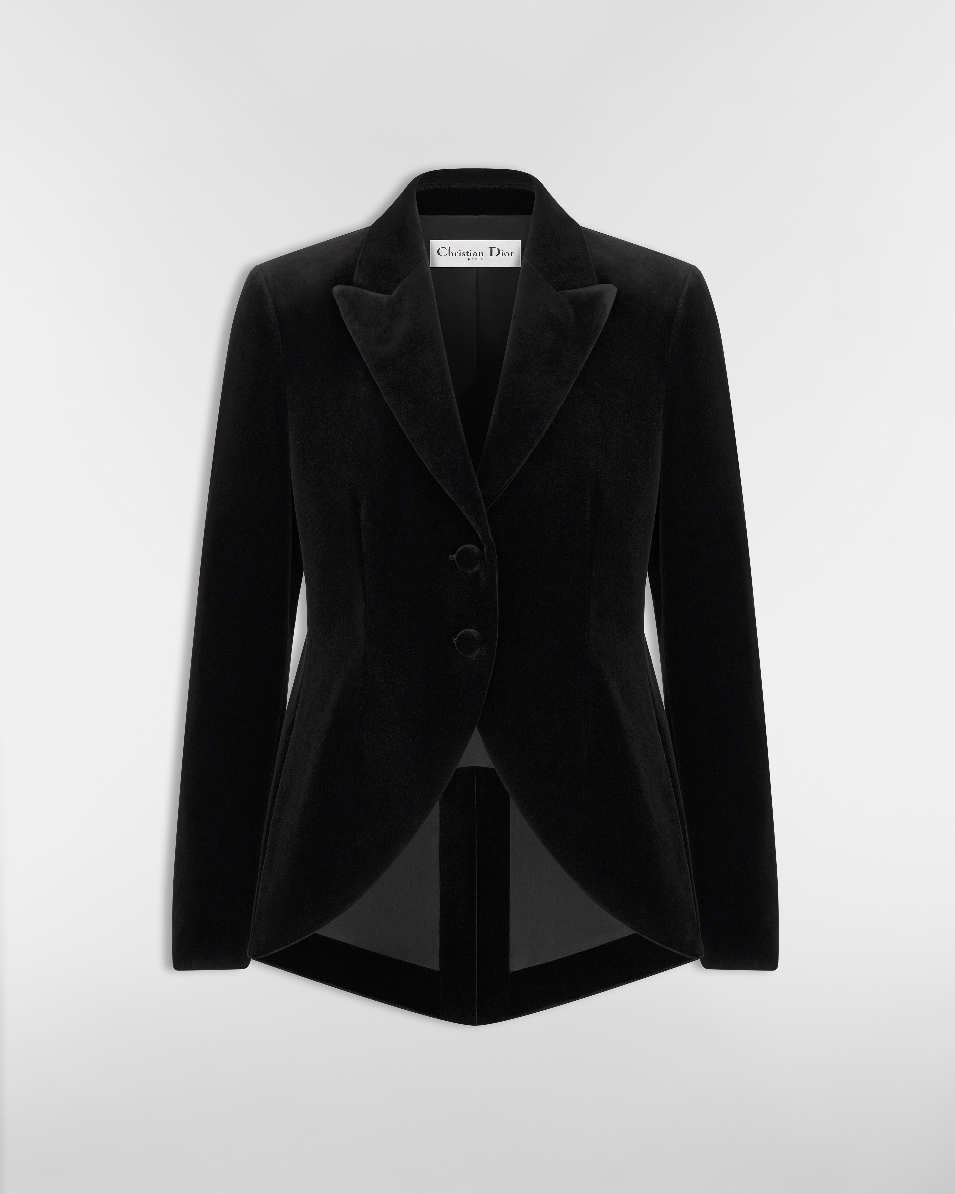 Taillierte Jacke Baumwollsamt in Schwarz E01