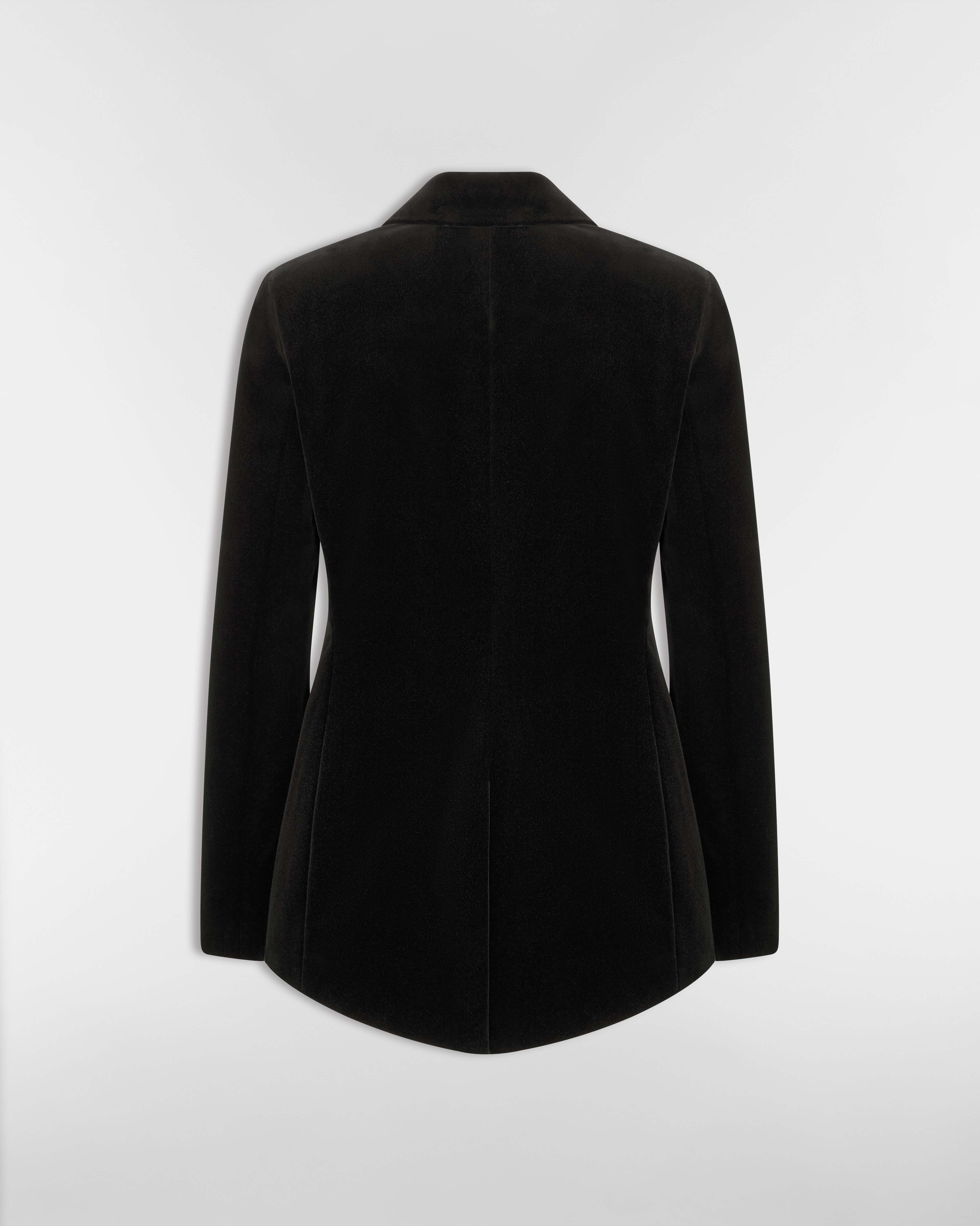 Taillierte Jacke Baumwollsamt in Schwarz E08