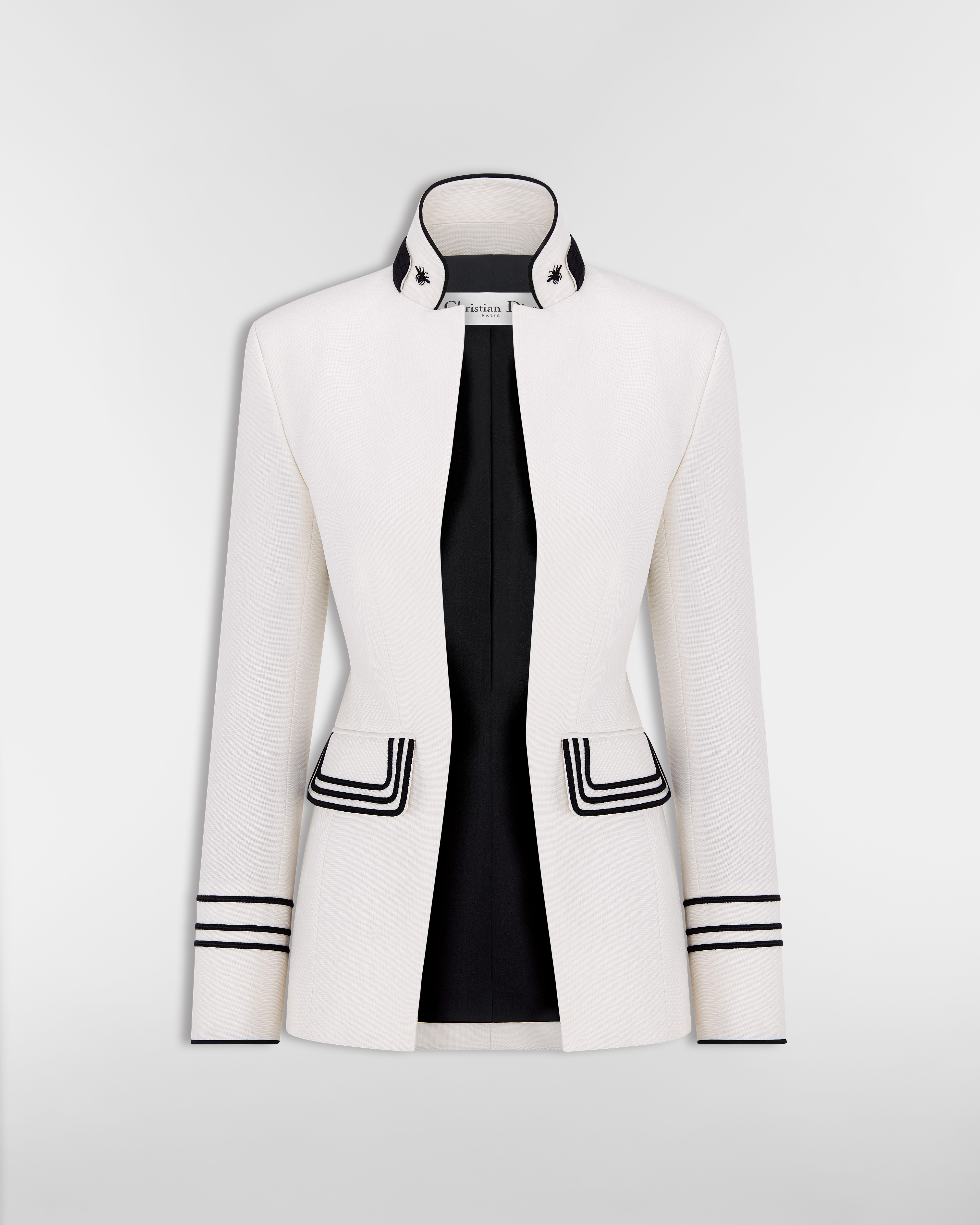 Figurbetonte Jacke mit herausnehmbarer Weste Wolle und Mohair in Ecru E01