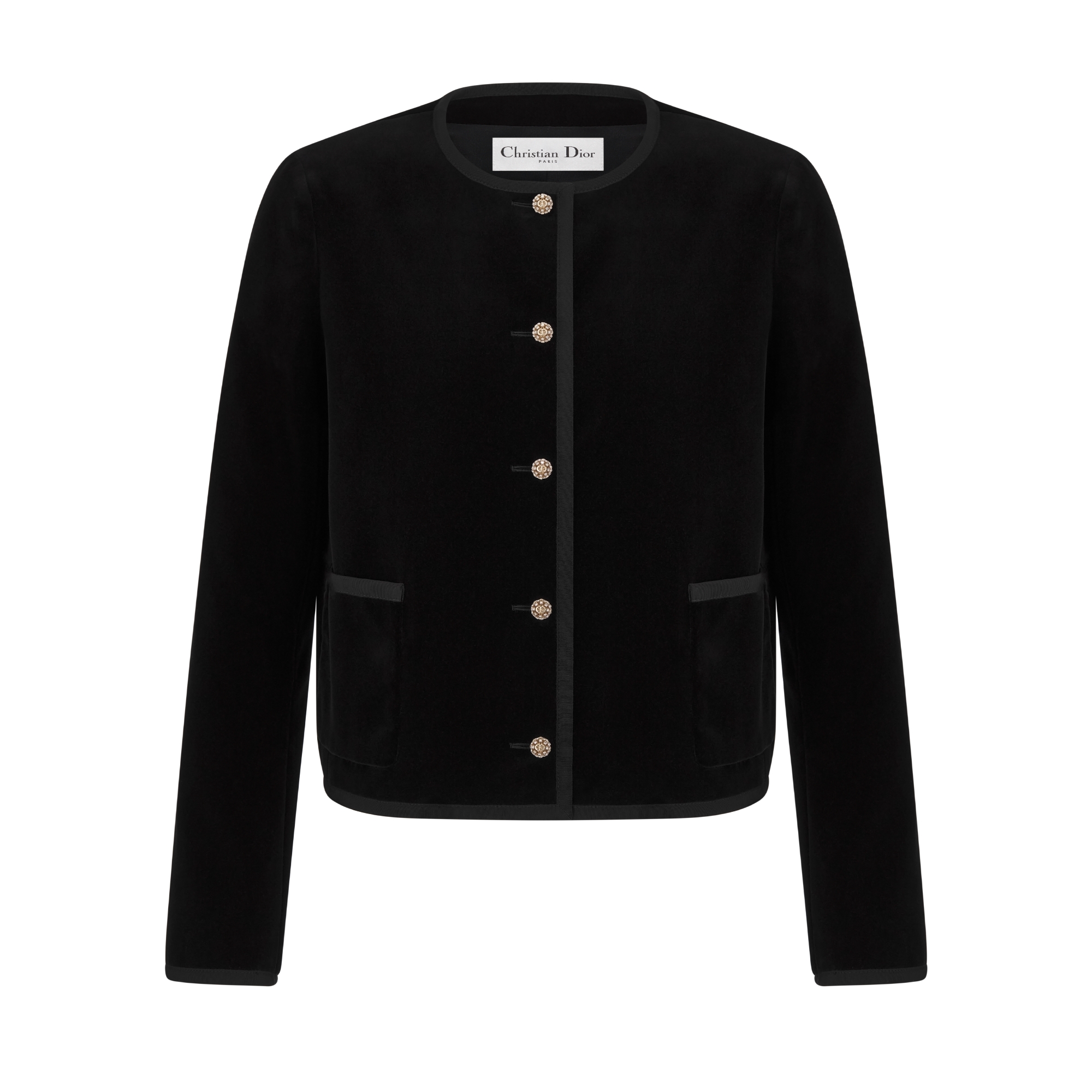Cropped Jacket Black Cotton Velvet E01
