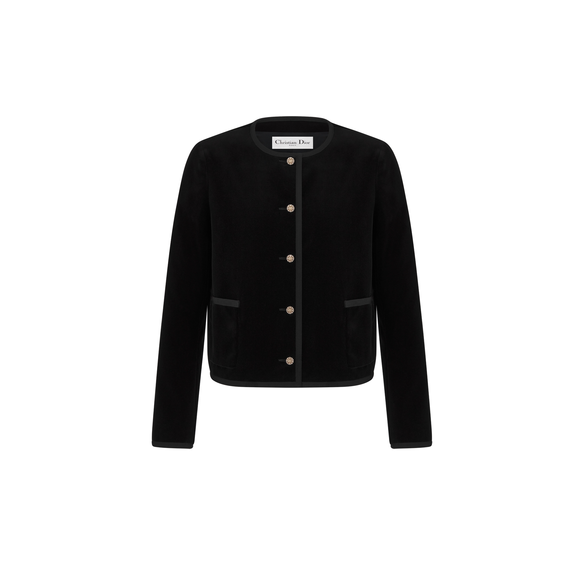 Cropped Jacket Black Cotton Velvet E01