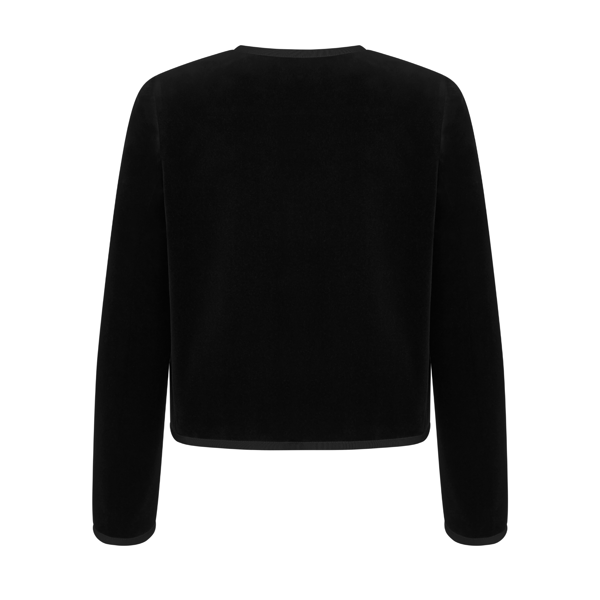 เสื้อแจ็กเก็ตครอป กํามะหยี่ผ้าฝ้ายสีดํา E08