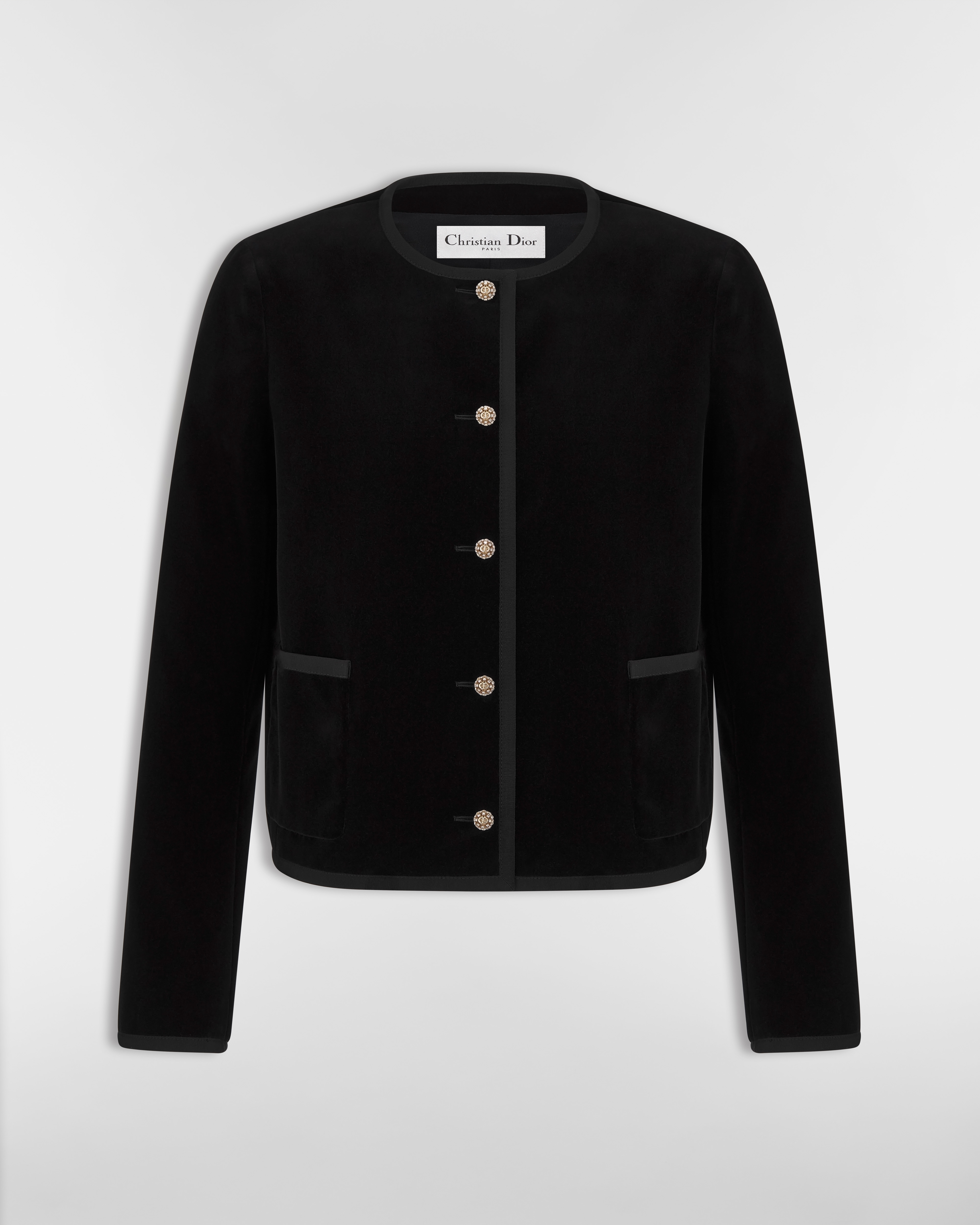 Jacke im Cropped-Stil Baumwollsamt in Schwarz E01