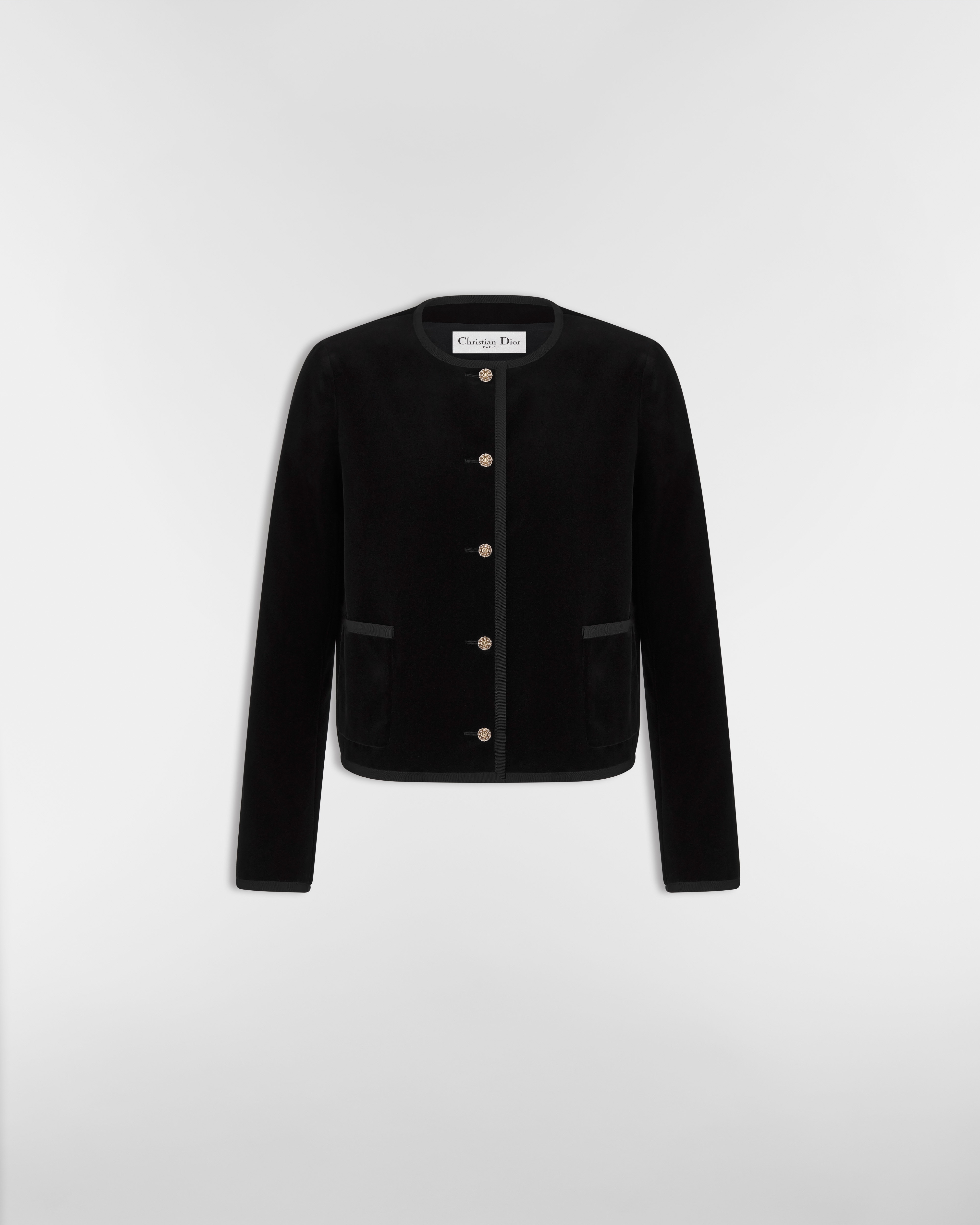 Cropped Jacket Black Cotton Velvet E01
