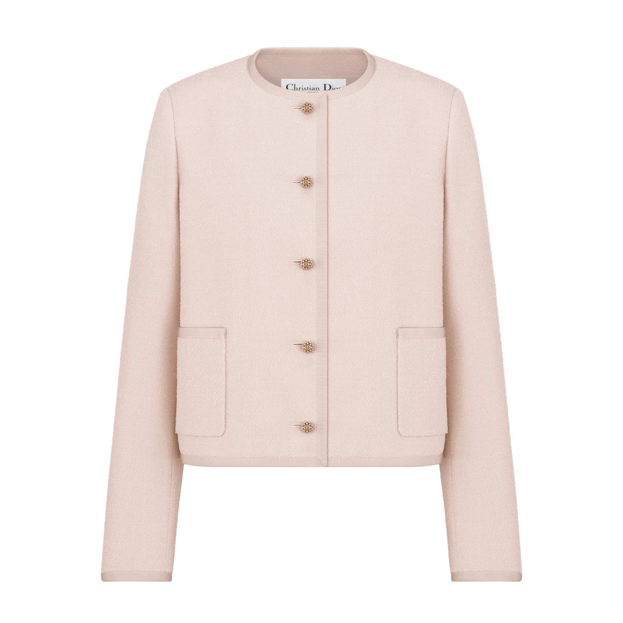 クロップド ジャケット バージンウール & コットン ブレンド ブークレ E01