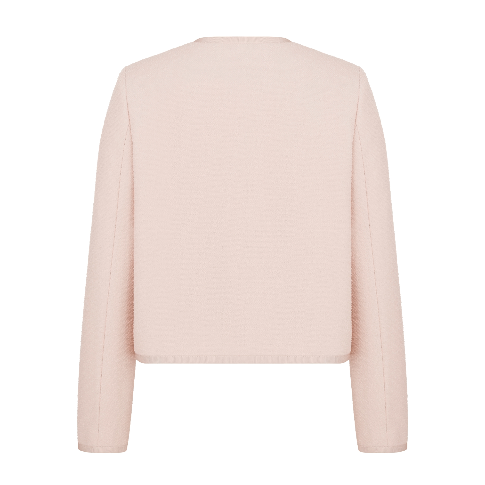 เสื้อแจ็กเก็ตครอป ผ้าบูเคลผสมผ้าวูลเวอร์จินและผ้าฝ้ายสีชมพู E08