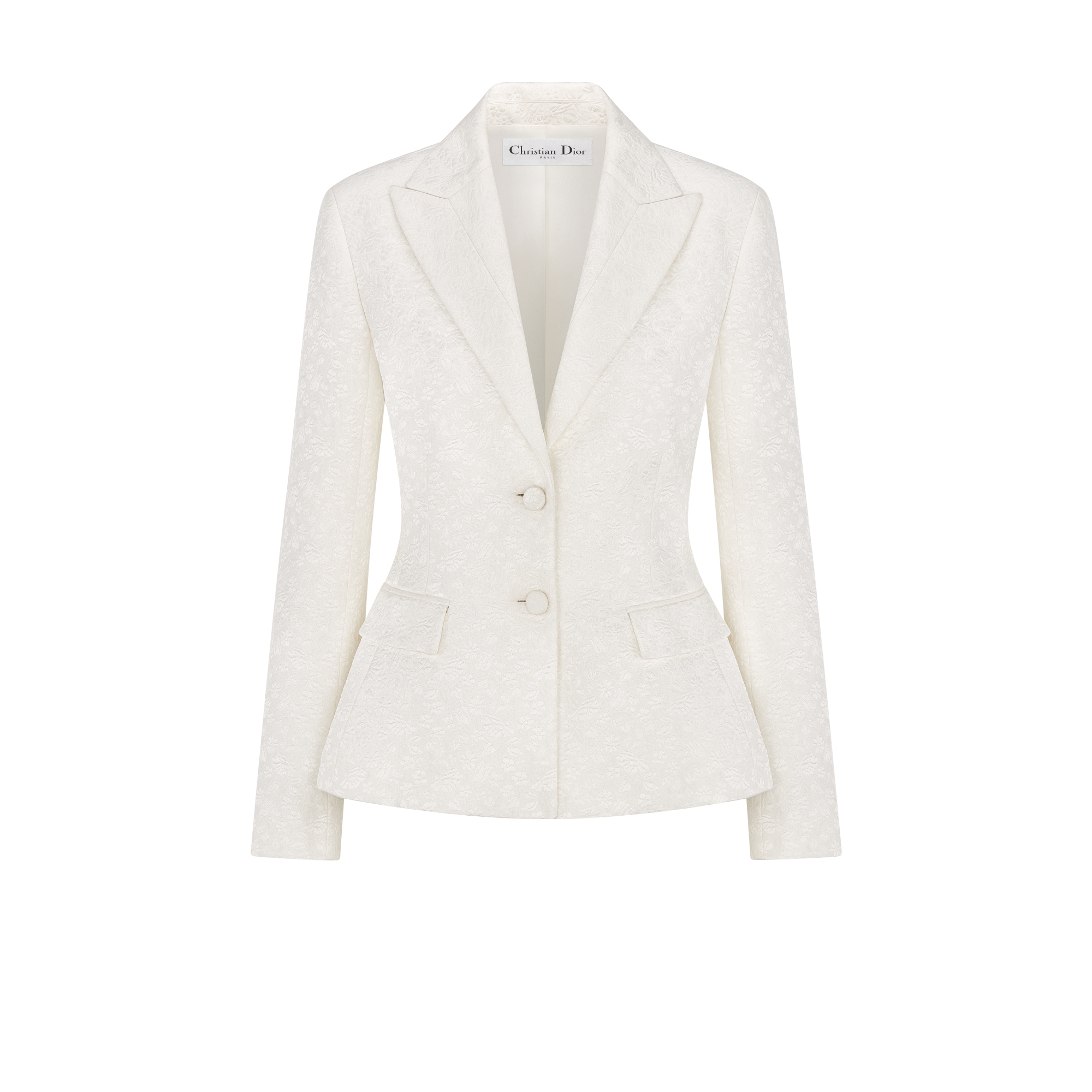 Getailleerd jasje Ecru katoen en zijde met Millefiori-motief en doorgestikt Provençaals effect E01