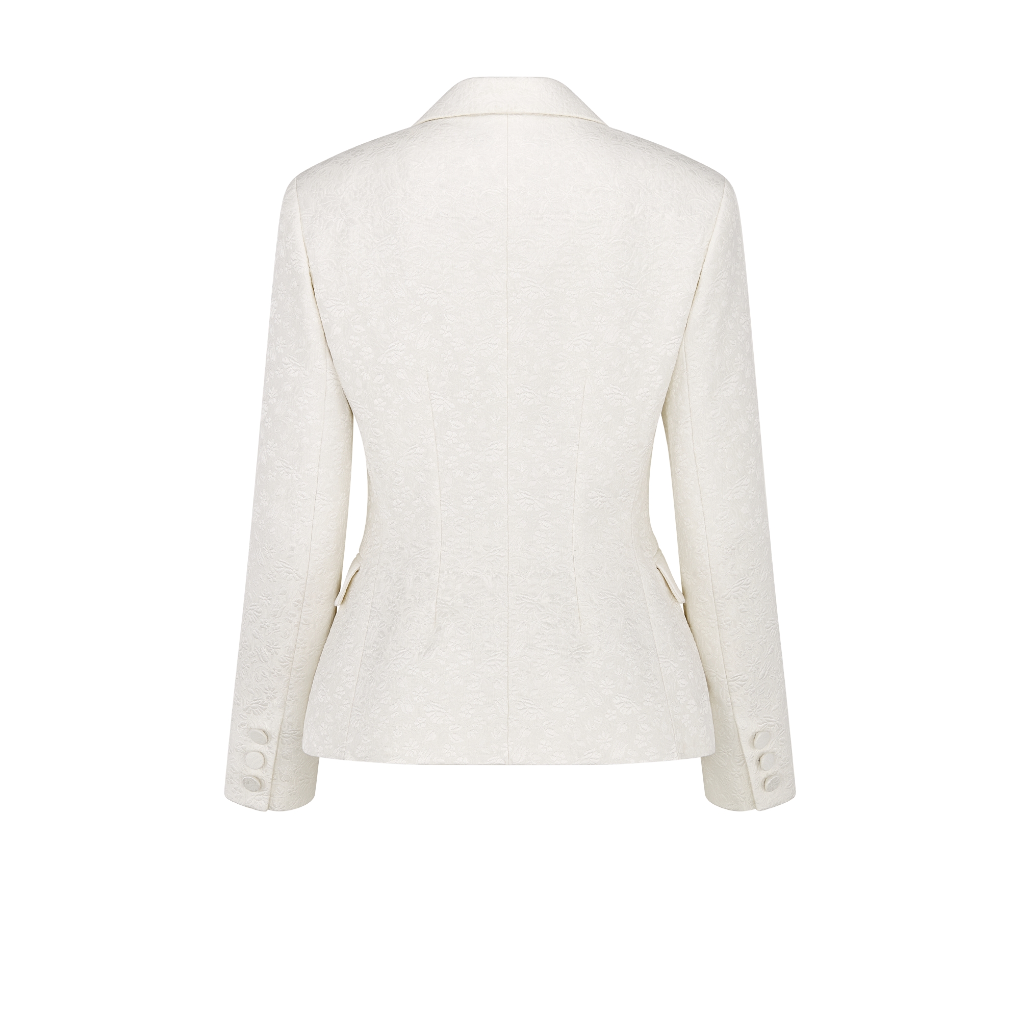 Getailleerd jasje Ecru katoen en zijde met Millefiori-motief en doorgestikt Provençaals effect E08