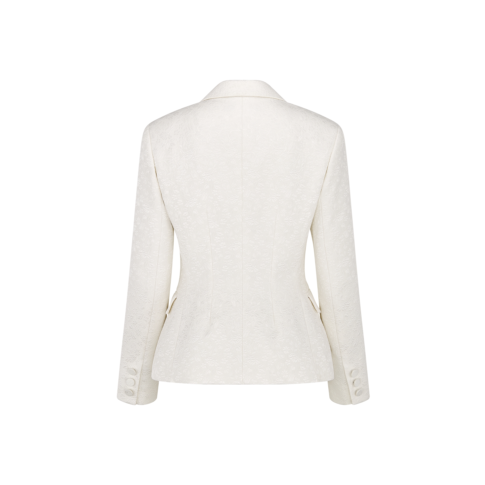 Fitted Jacket Ecru Millefiori Cotton and Silk with Provençal-Effect Quilting E08