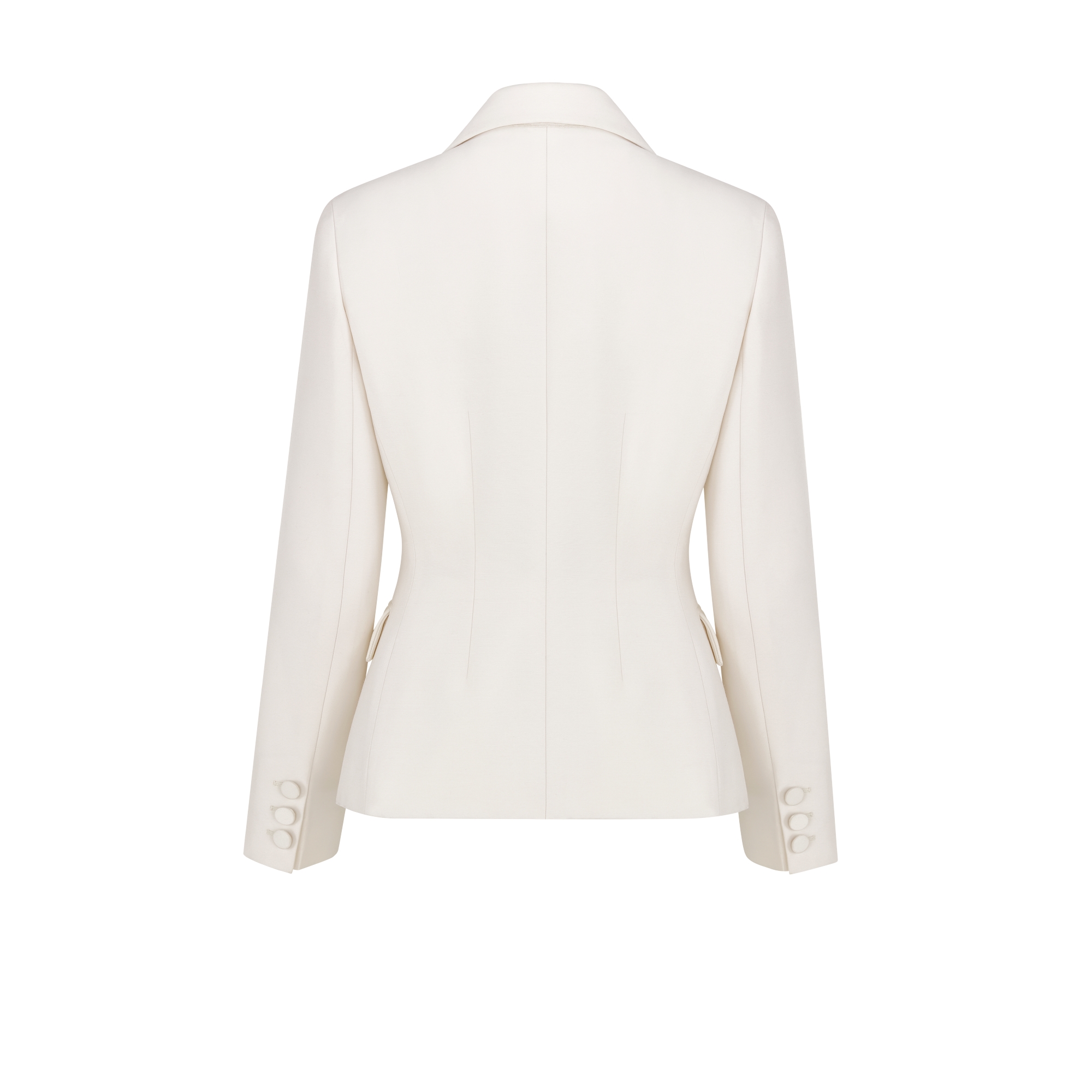 Taillierte Jacke Wolle und Shantungseide in Weiß E08