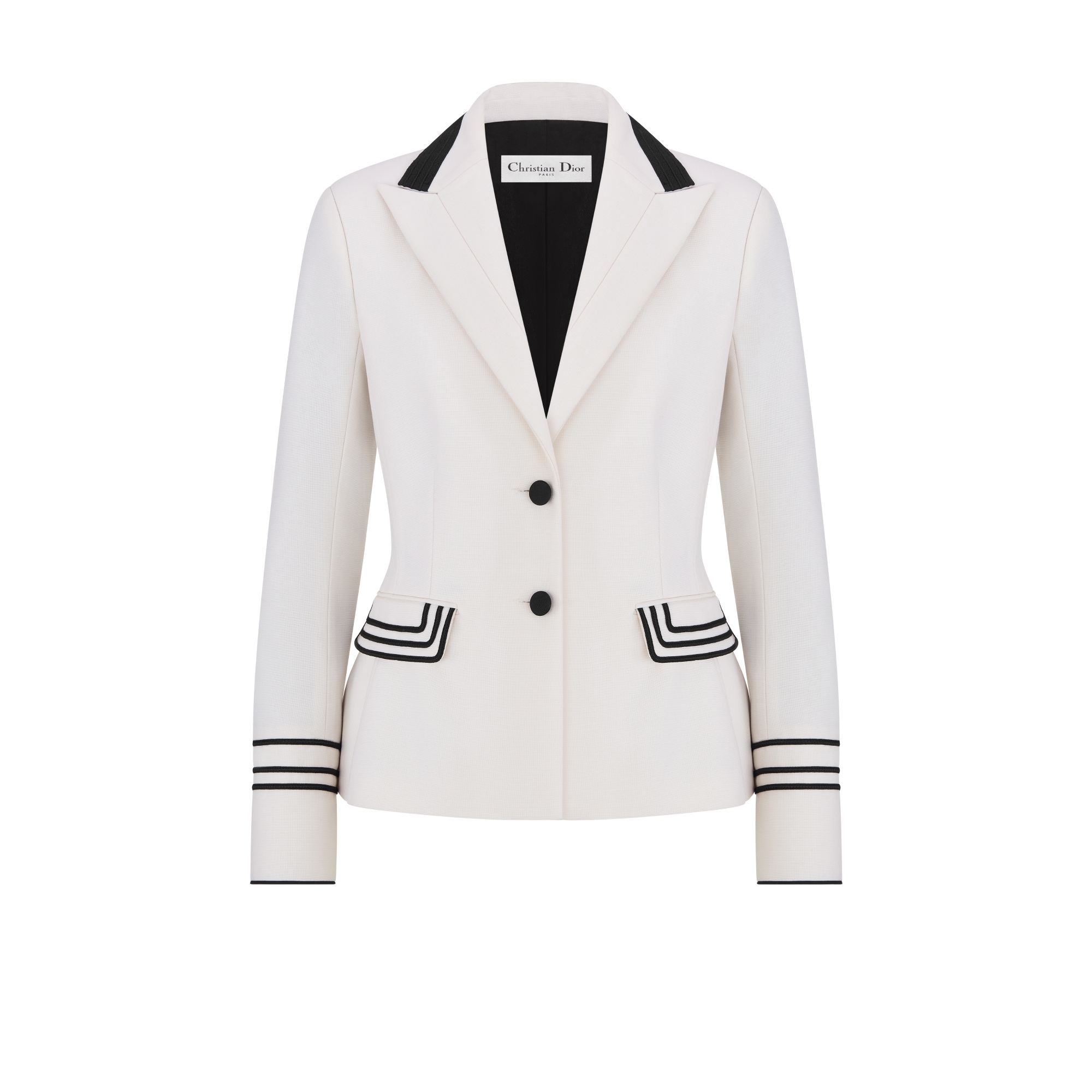 Taillierte Jacke Wolle und Mohair in Ecru E01