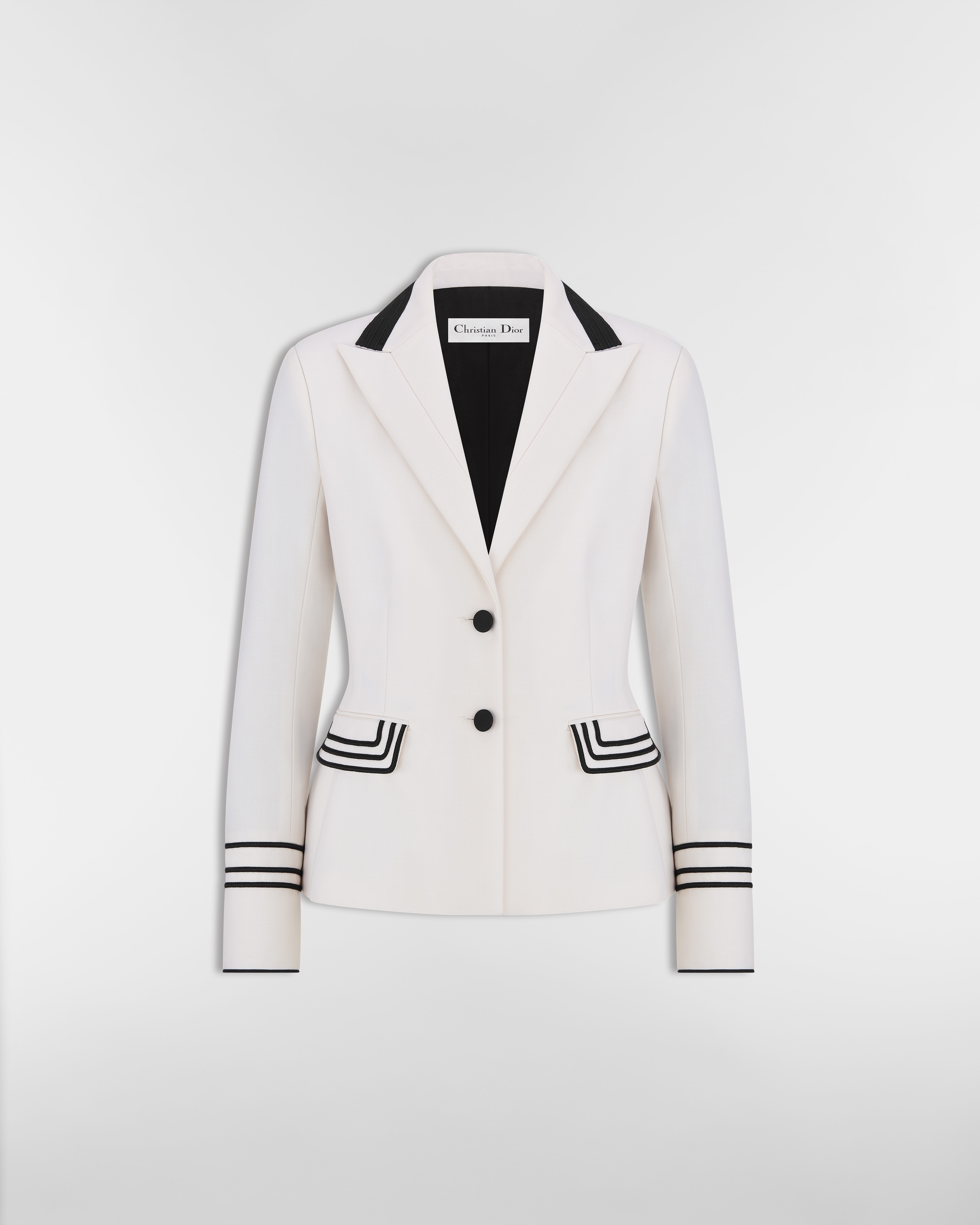 Taillierte Jacke Wolle und Mohair in Ecru E01