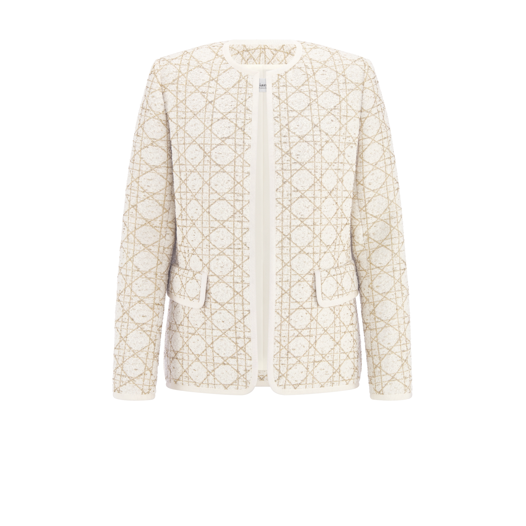 Macrocannage Regular-Fit Jacket White and Gold-Tone Wool-Blend Tweed E01