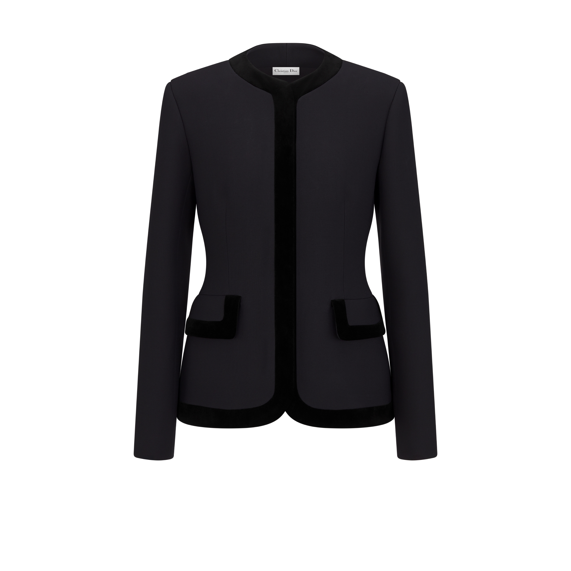 Fitted Jacket Black Wool and Silk E01