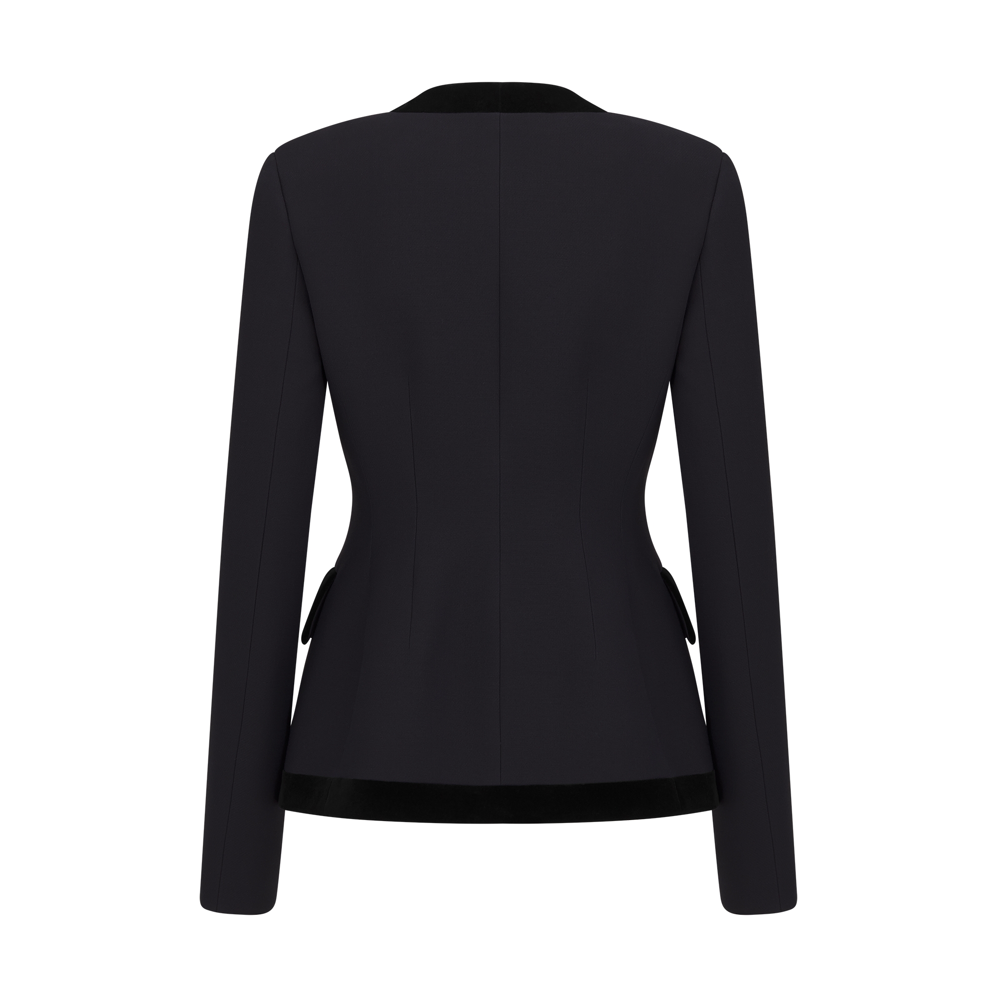 Fitted Jacket Black Wool and Silk E08