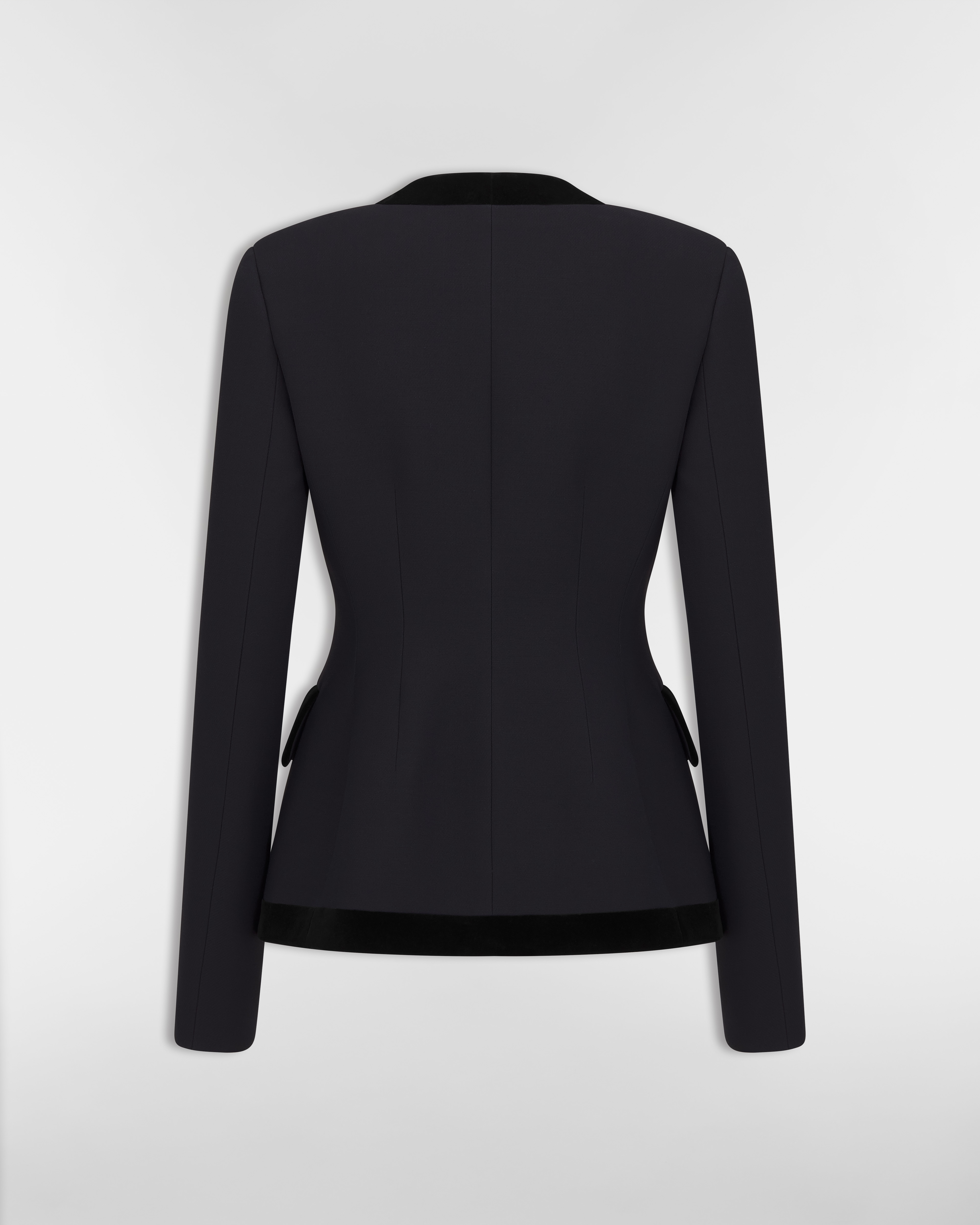 Fitted Jacket Black Wool and Silk E08
