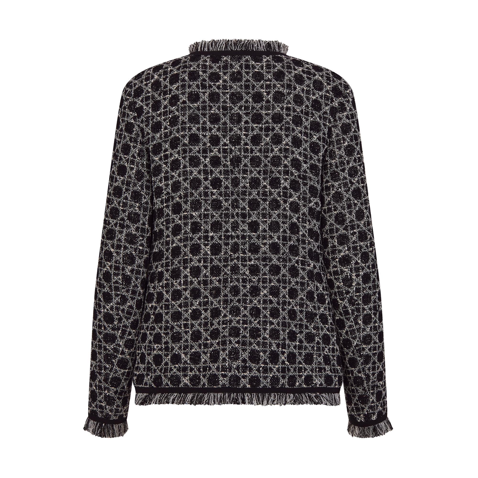 Macrocannage Regular-Fit Jacket Black and White Cotton-Blend Tweed Knit E08