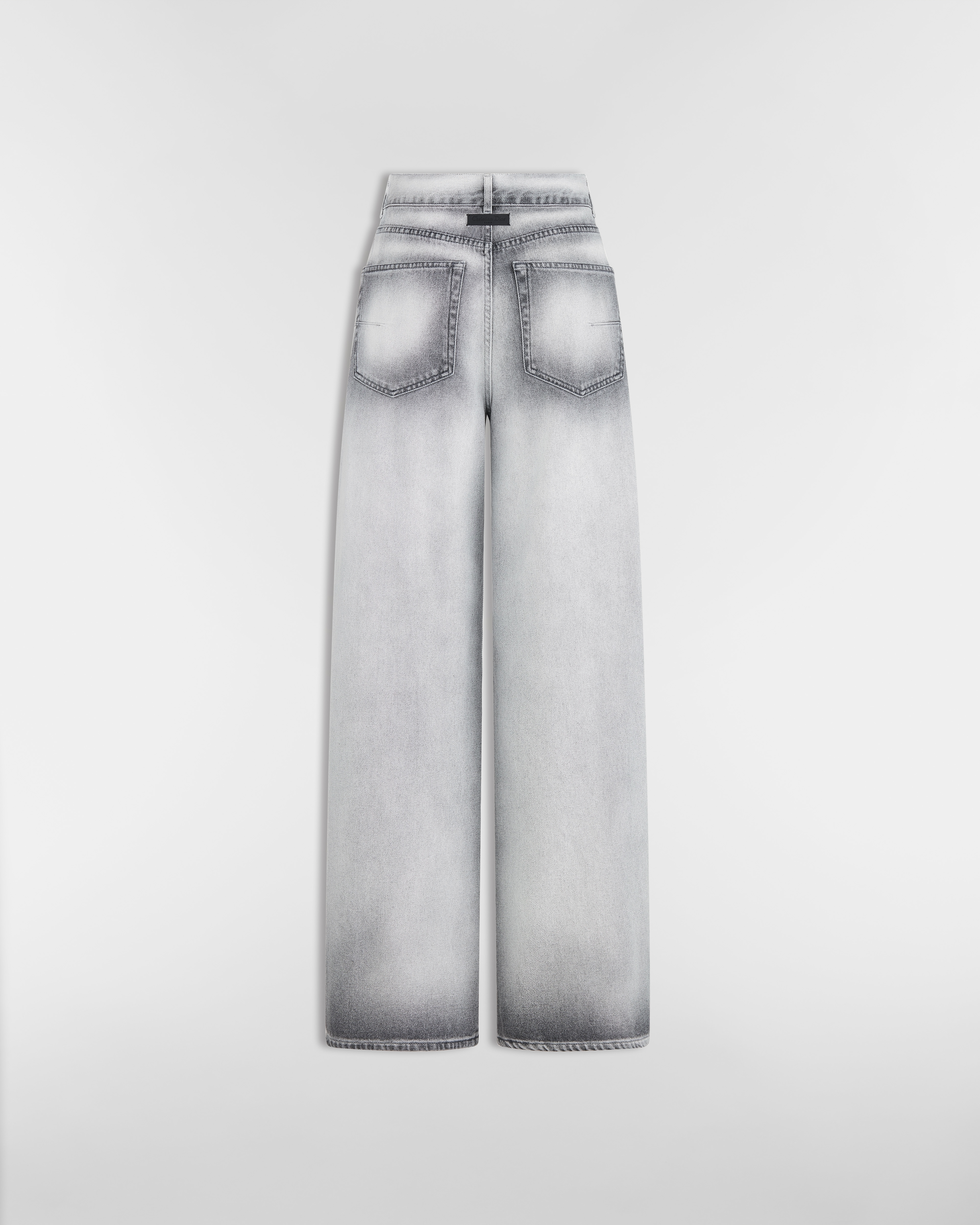 Flared Jeans Gray Stonewashed Cotton Denim E08