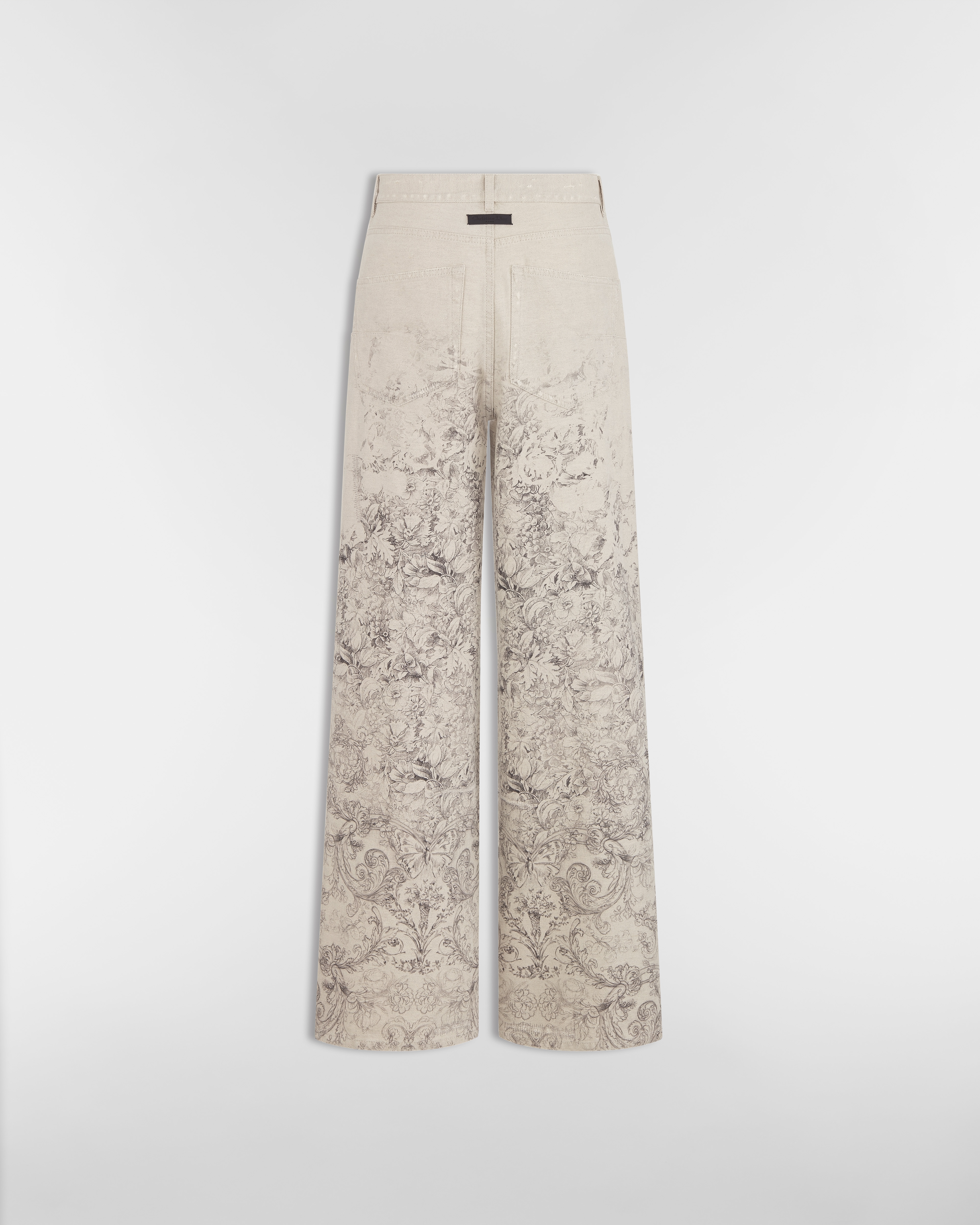 Flared Jeans Beige Dior Barocco Cotton-Linen Denim E08