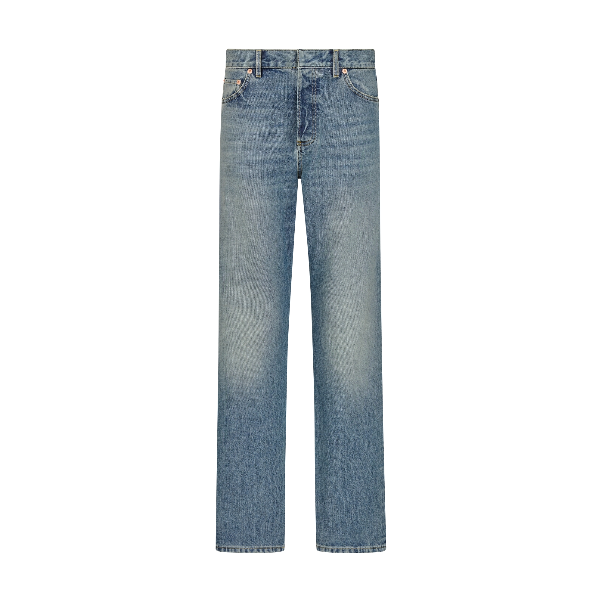 Regular-Fit Jeans Blue Stonewashed Cotton Denim with Dior Oblique Interior E01