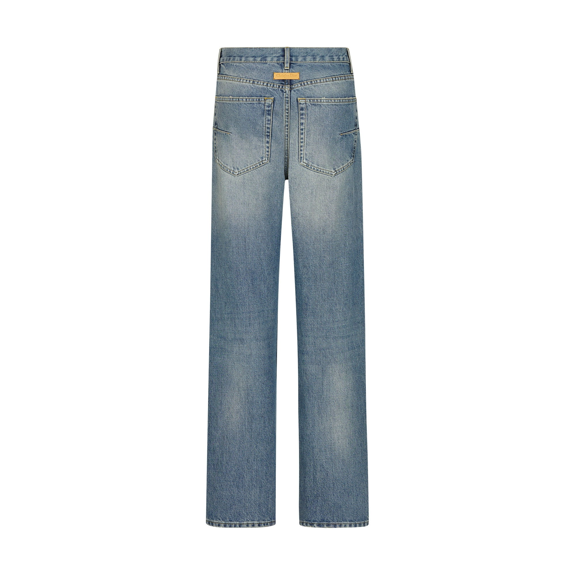 Regular-Fit Jeans Blue Stonewashed Cotton Denim with Dior Oblique Interior E08