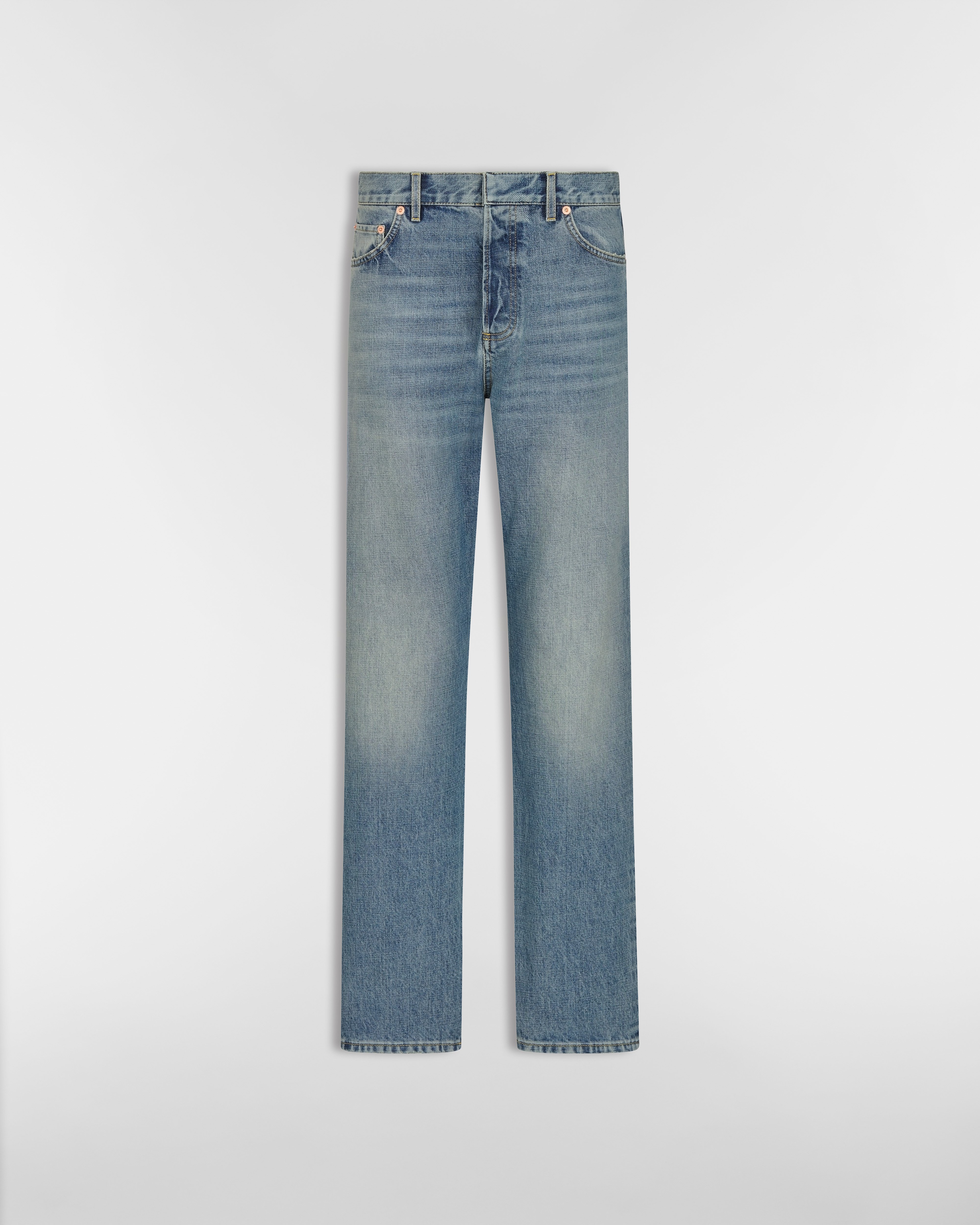 Regular-Fit Jeans Blue Stonewashed Cotton Denim with Dior Oblique Interior