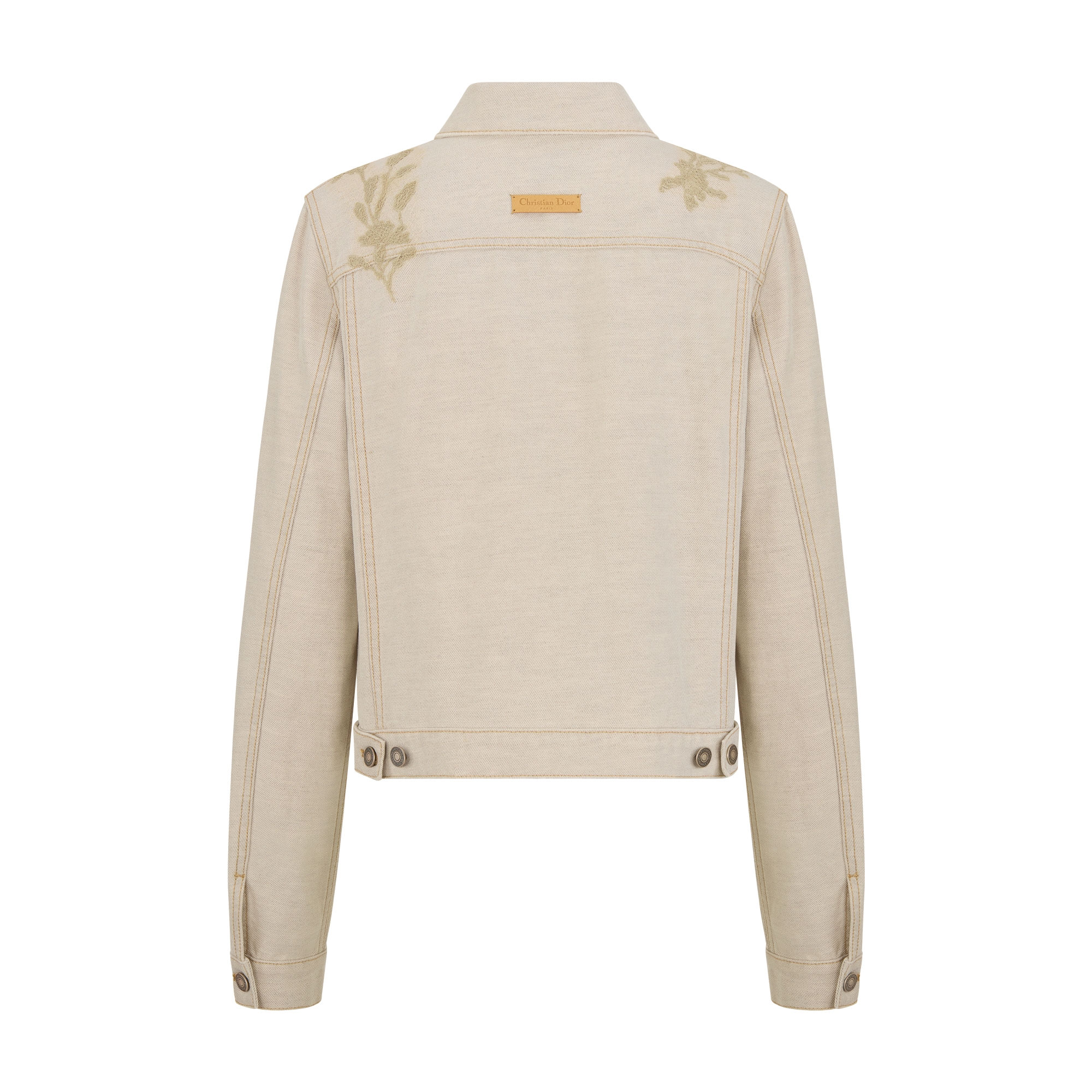 Jacket Beige Cotton Denim and Linen with Millefiori Lace E08