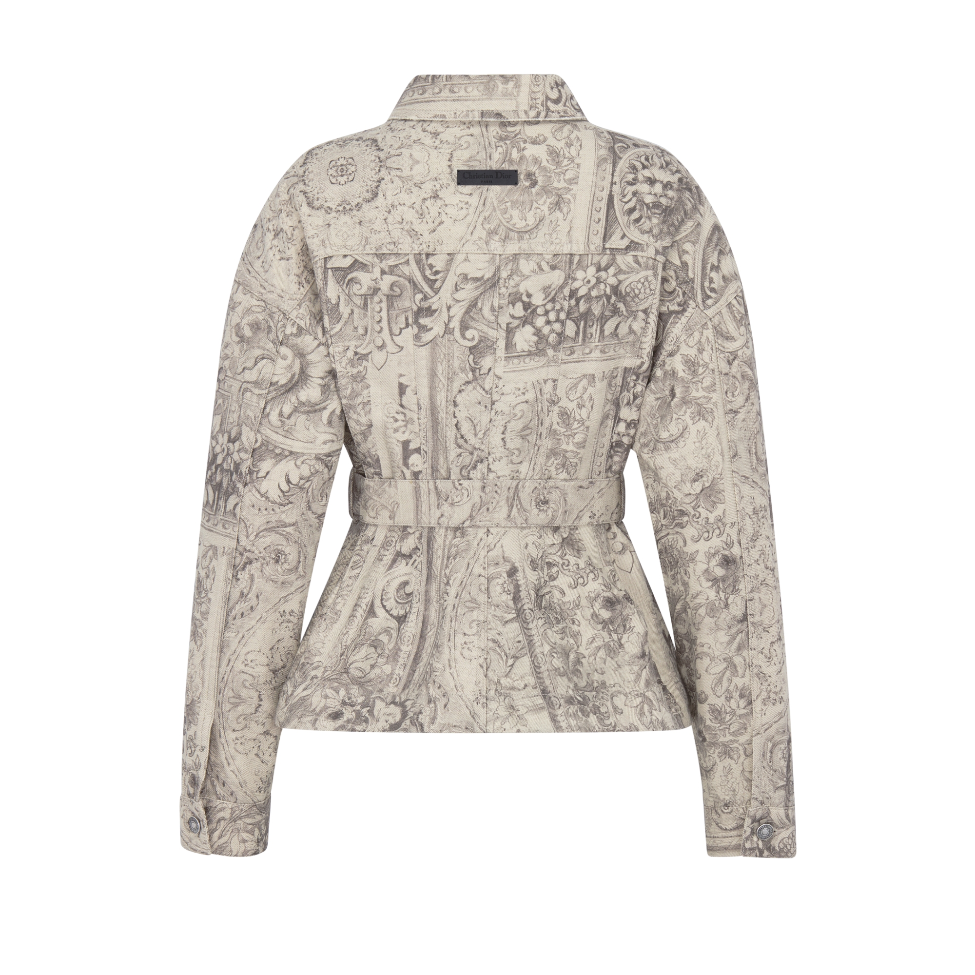 벨트 재킷 베이지 Dior Barocco 코튼 린넨 데님 E08