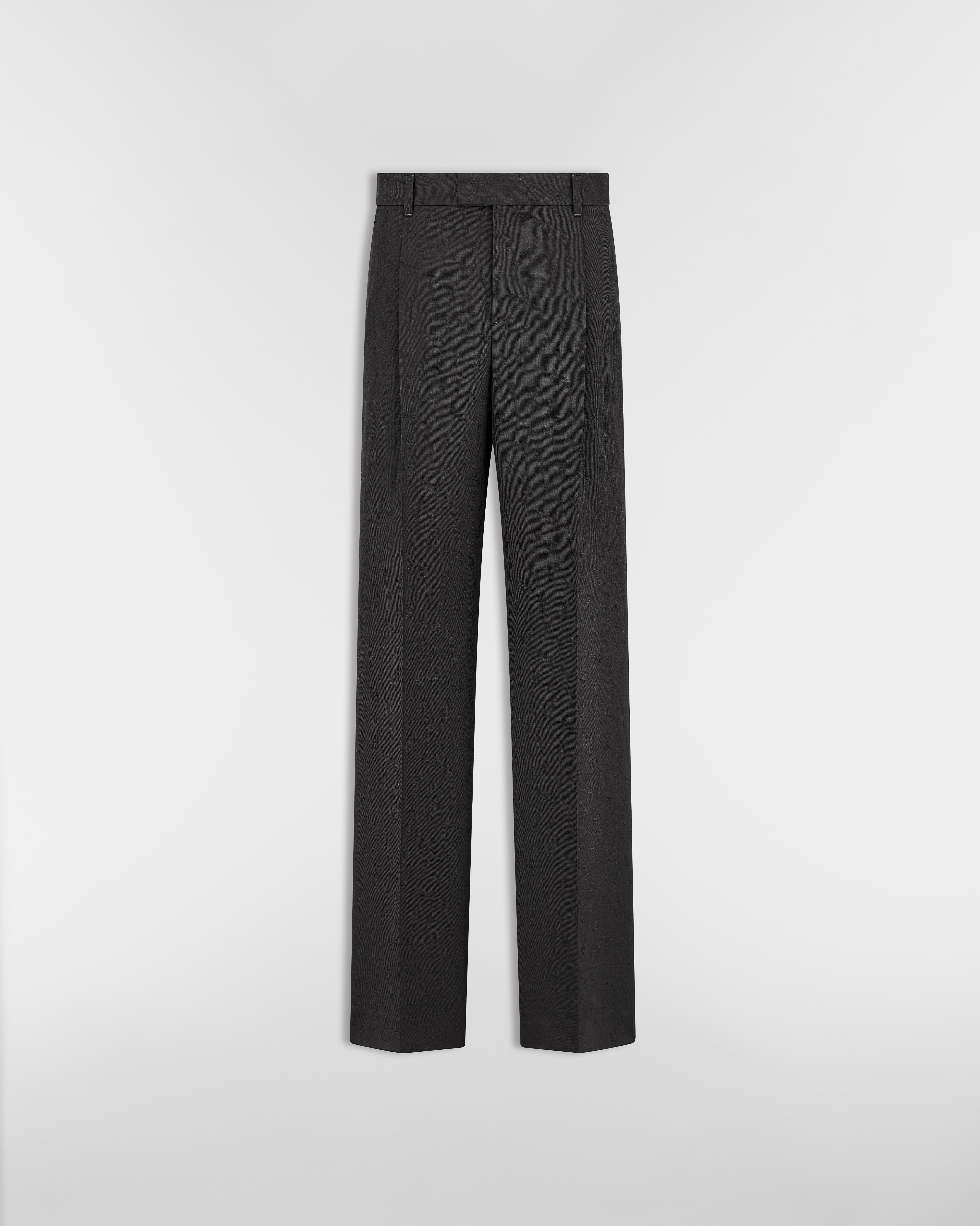 Pantalón ancho con jacquard de muguete Jacquard de lana y mohair negro E01