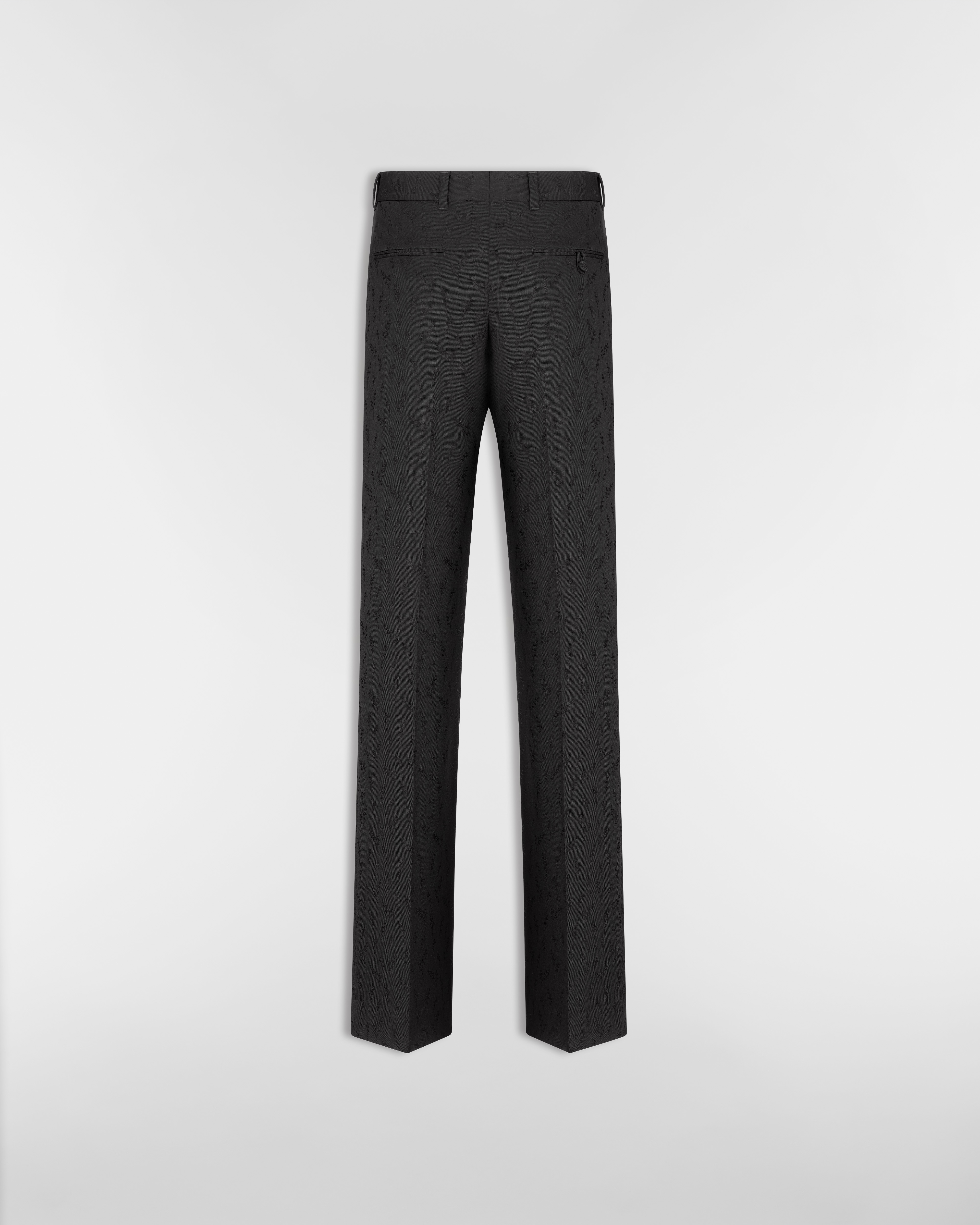 Pantalón ancho con jacquard de muguete Jacquard de lana y mohair negro E08