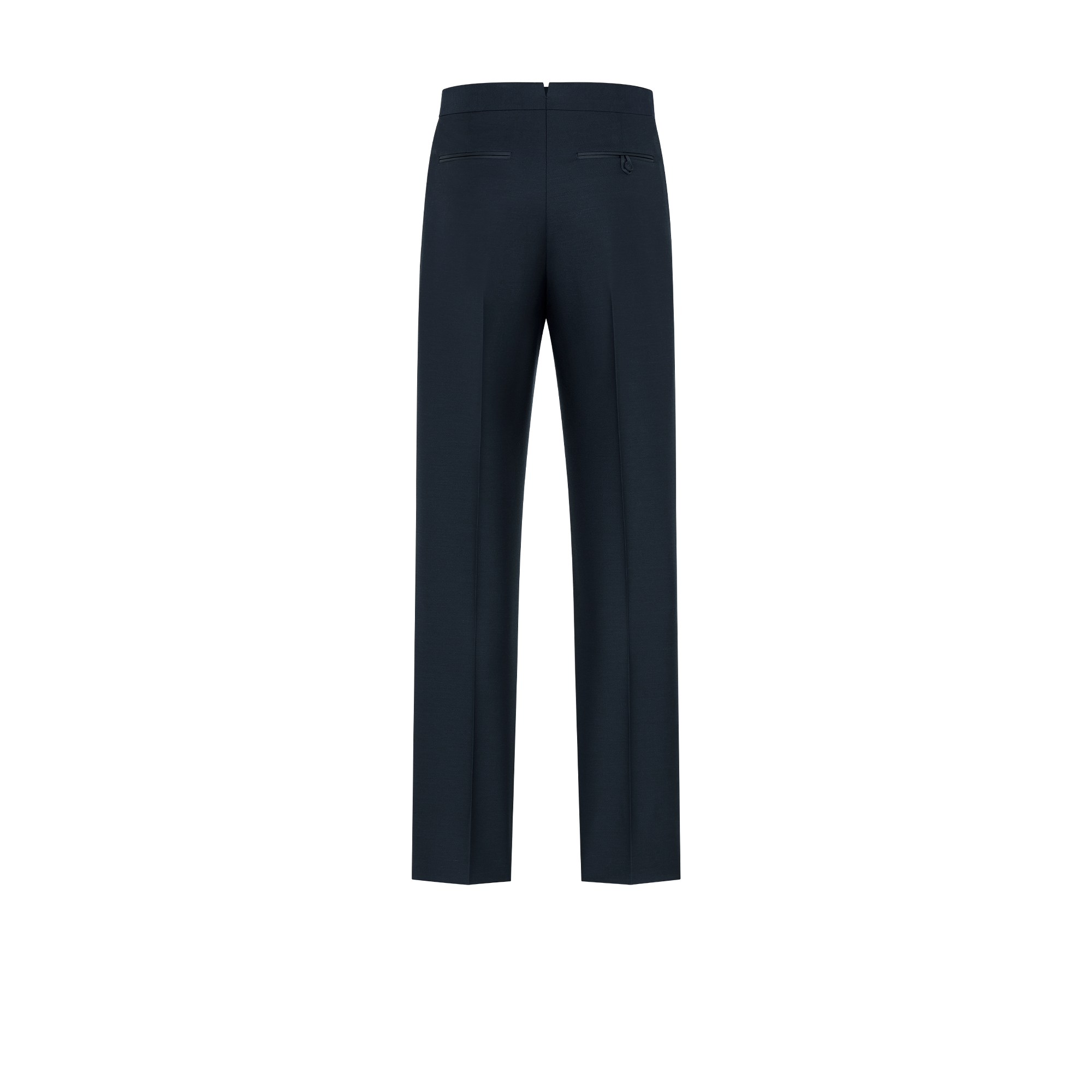 Pants with Satin Detailing Blue Wool and Mohair Jacquard E08