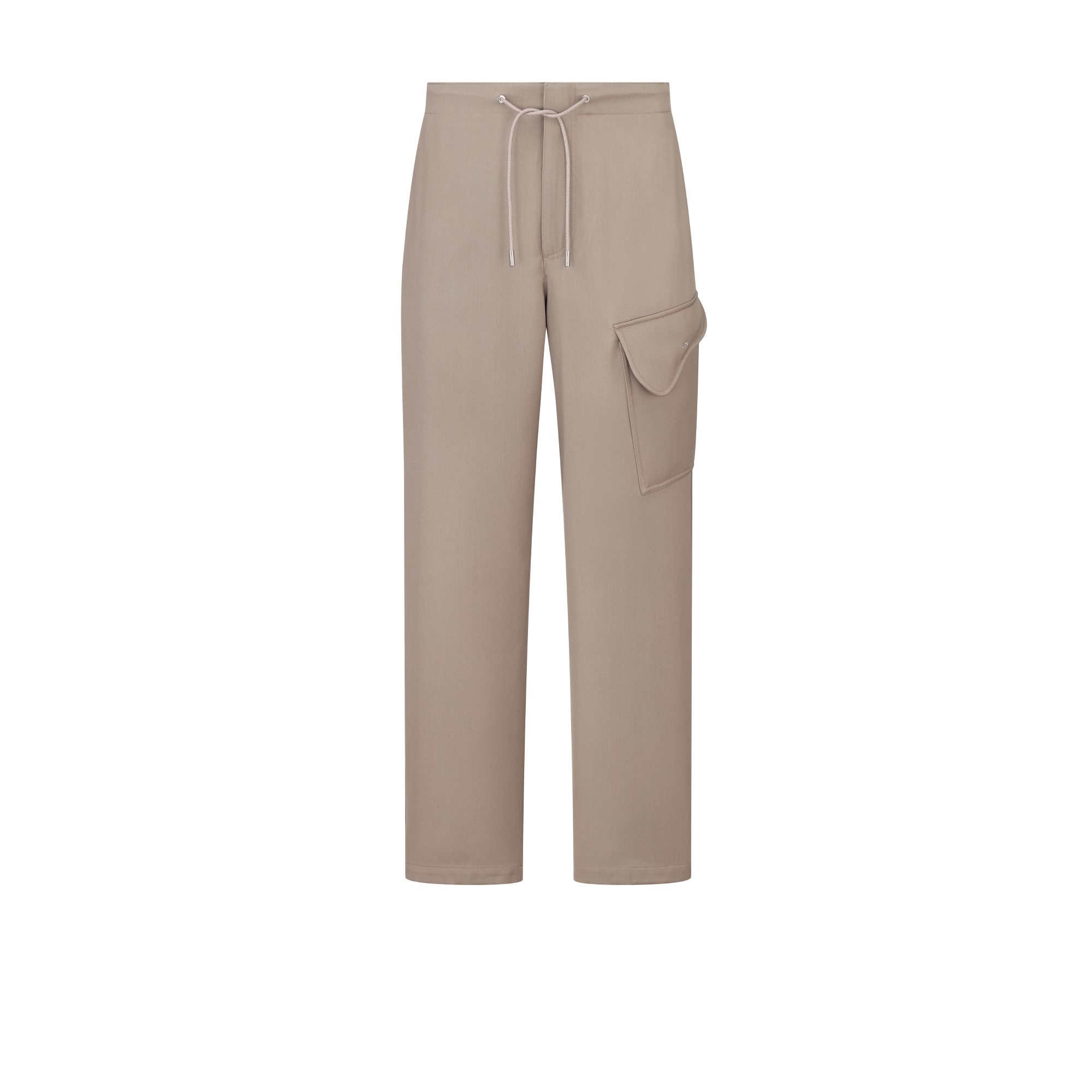 Cargo Pants with Saddle Pocket Brown Virgin Wool-Blend Gabardine E01