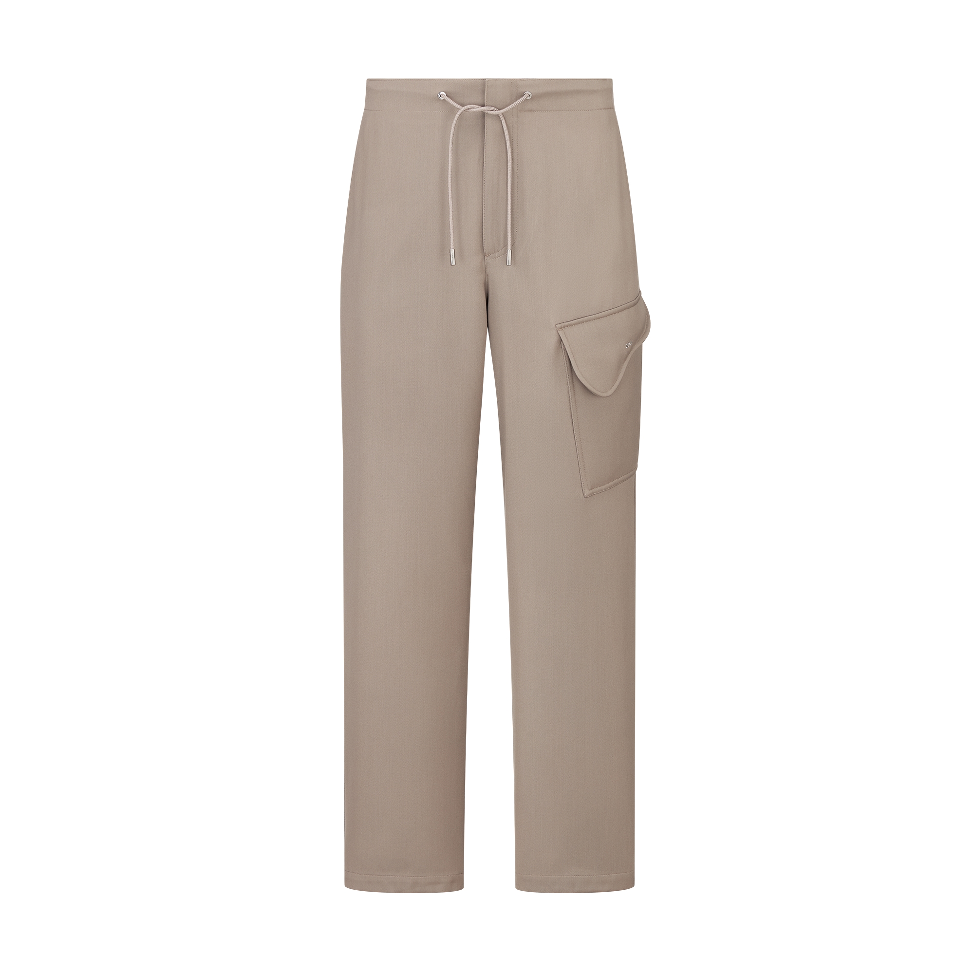 Cargo Pants with Saddle Pocket Brown Virgin Wool-Blend Gabardine