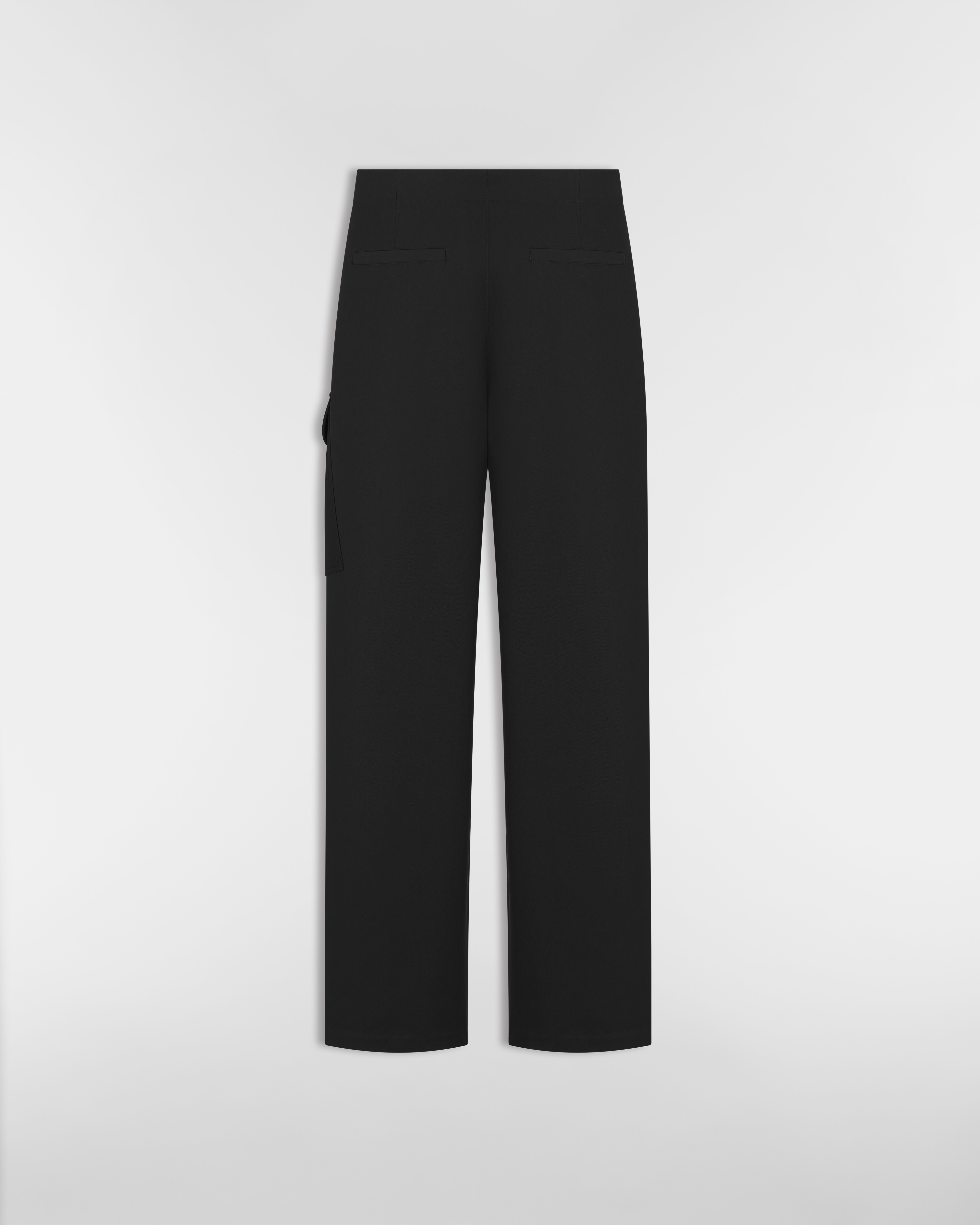 Cargo Pants with Saddle Pocket Black Blended Cotton Twill E08