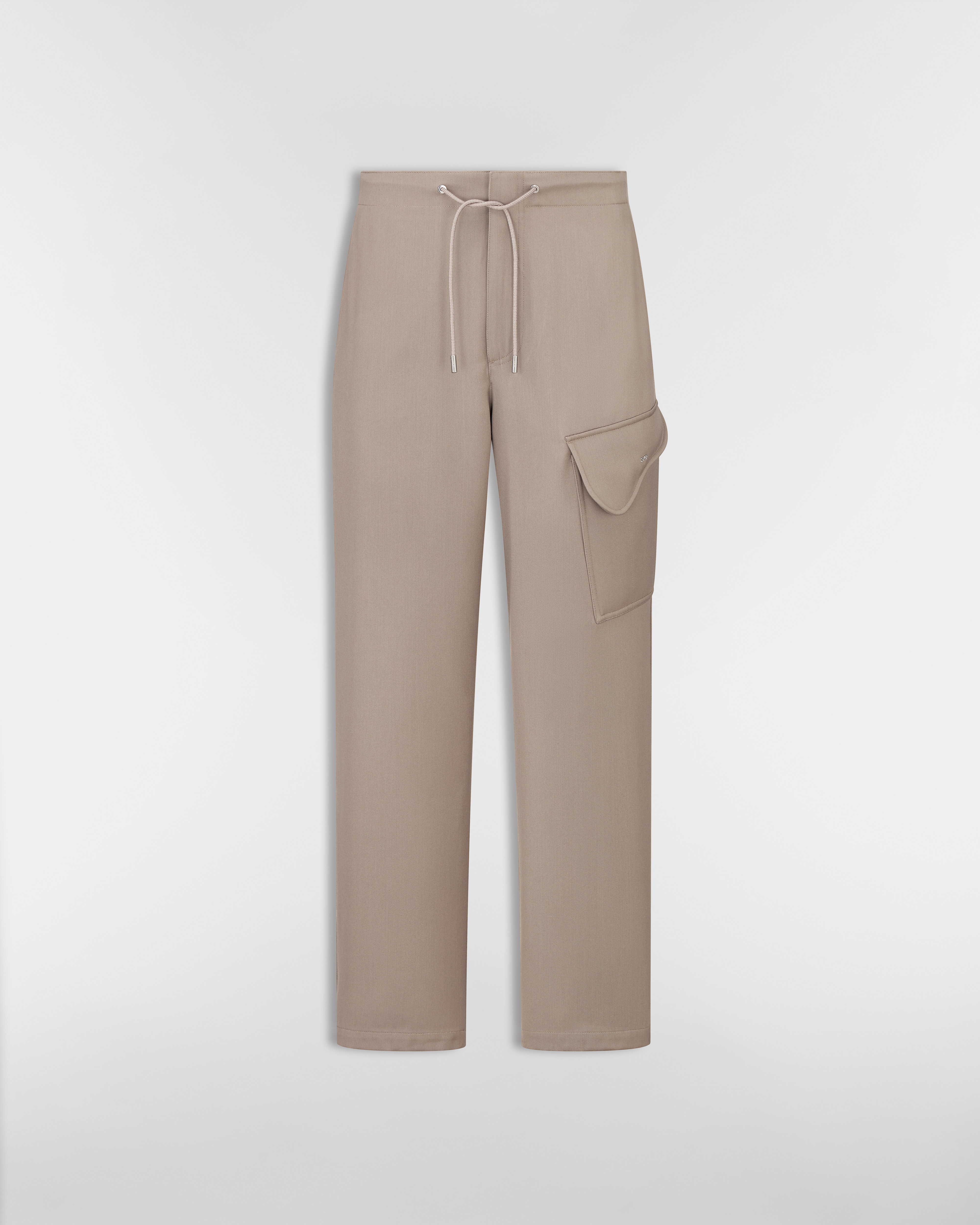 Cargo Pants with Saddle Pocket Brown Virgin Wool-Blend Gabardine E01